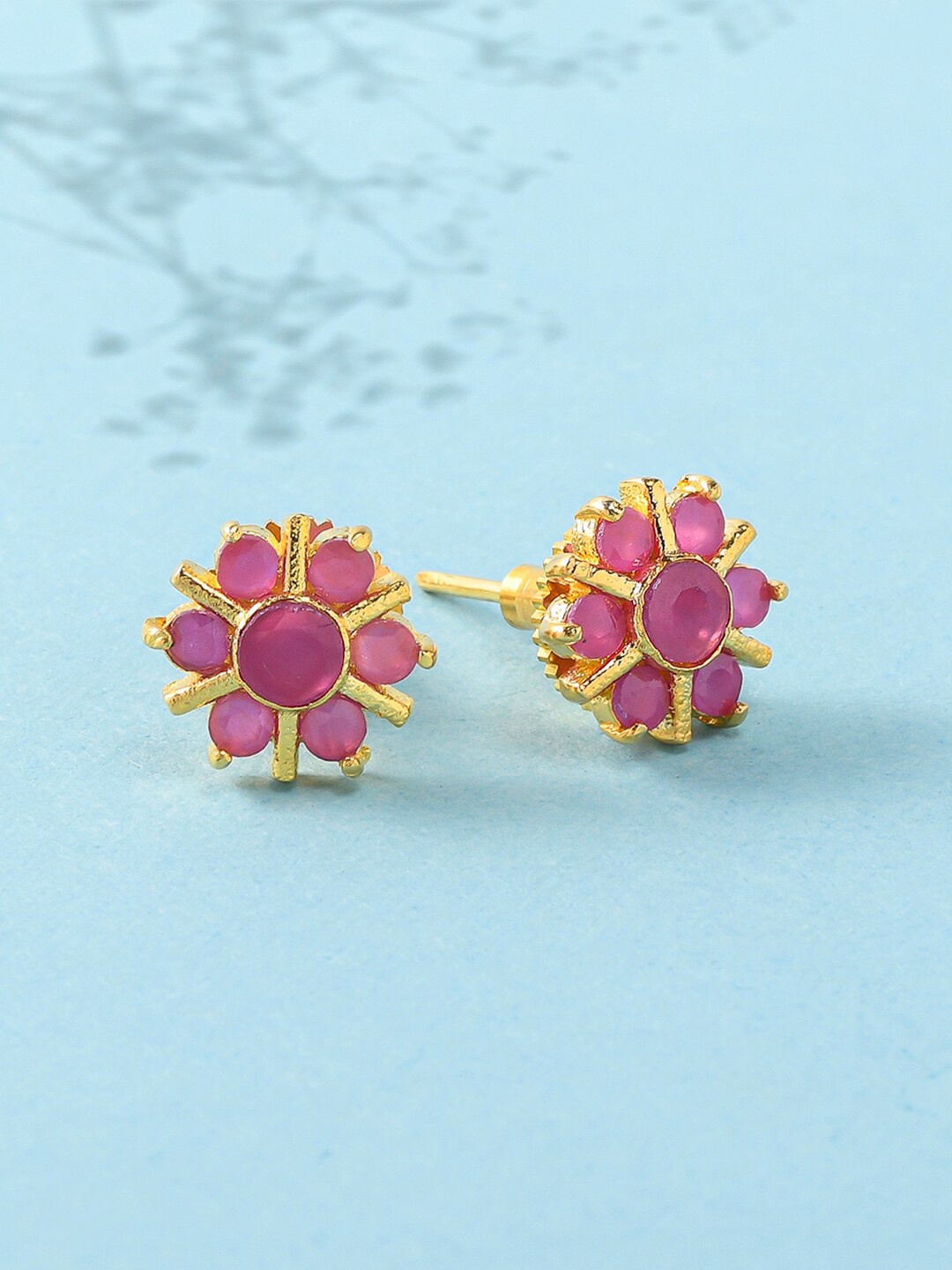 

Voylla Pink Gold-Plated Contemporary Studs Earrings