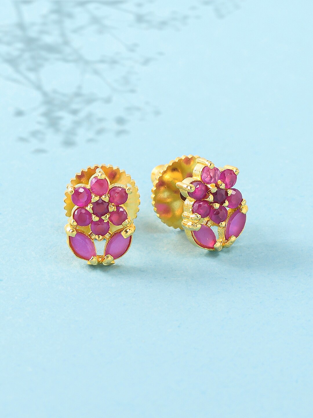 

Voylla Pink Gold-Plated Contemporary Studs Earrings