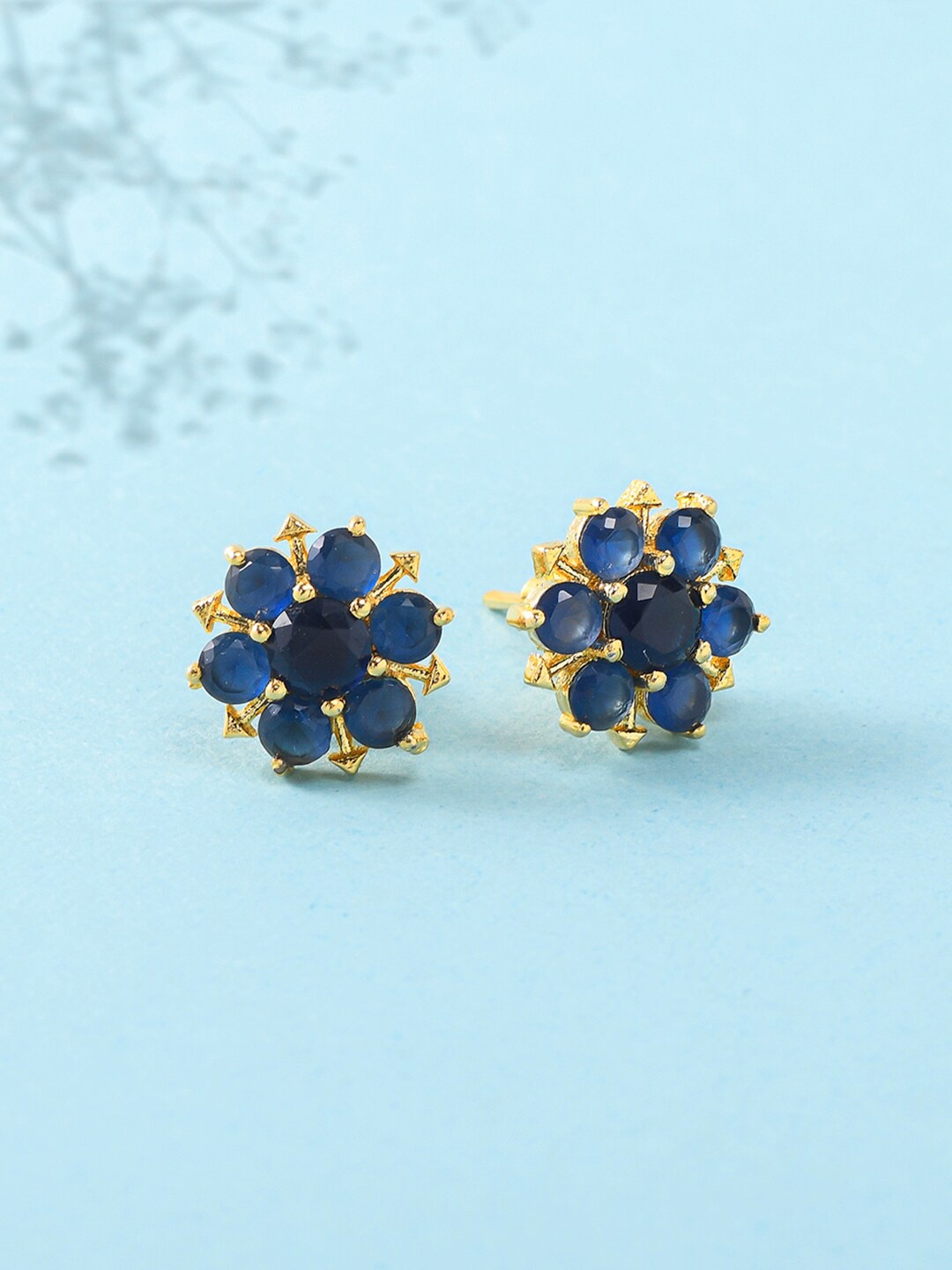 

Voylla Blue Gold-Plated Contemporary Studs Earrings