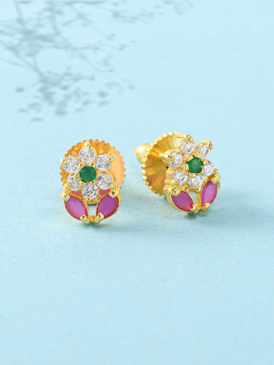 

Voylla Pink Gold-Plated Contemporary Studs Earrings