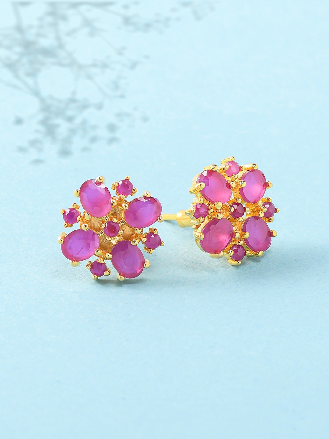 

Voylla Pink Gold-Plated Contemporary Studs Earrings
