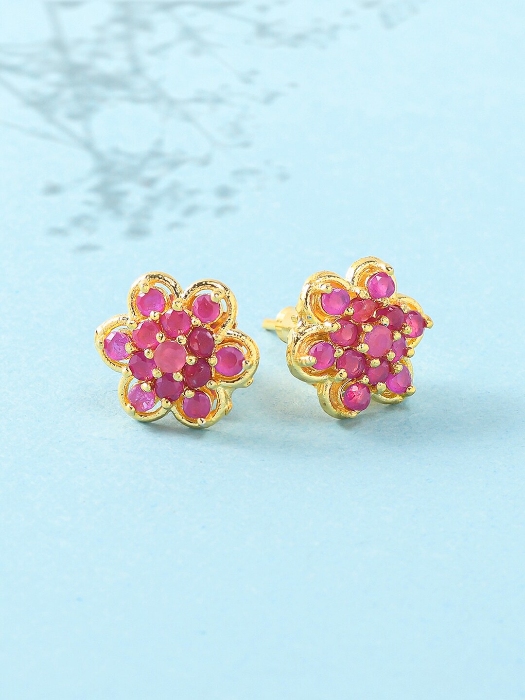 

Voylla Pink & Gold-Plated Contemporary Studs Earrings