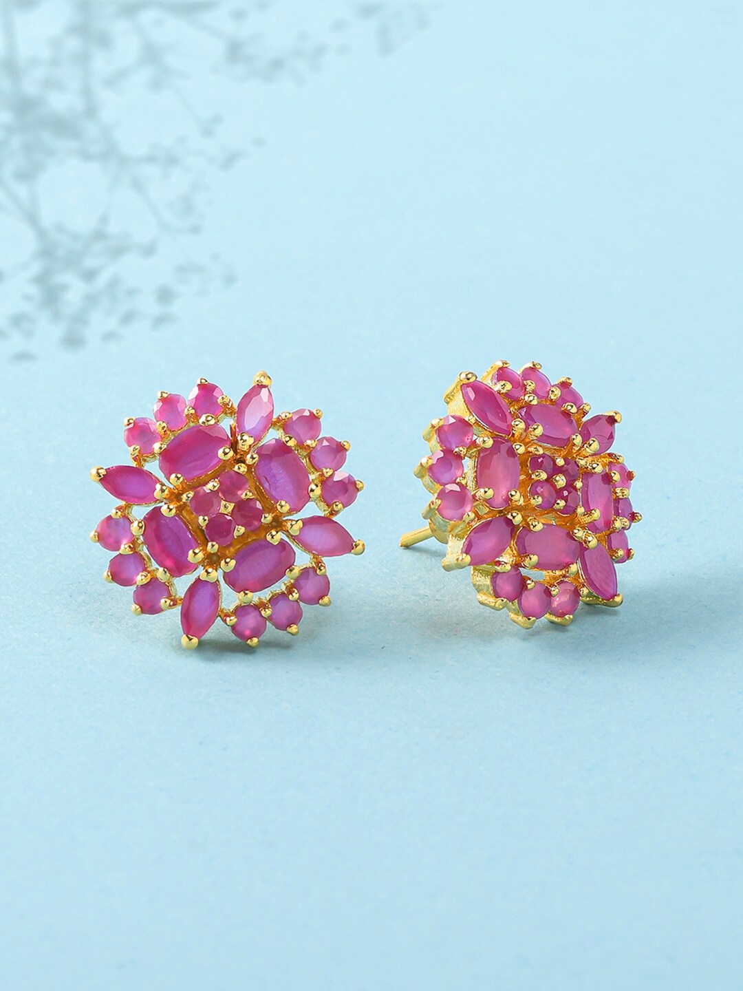 

Voylla Pink & Gold-Plated Contemporary Studs Earrings