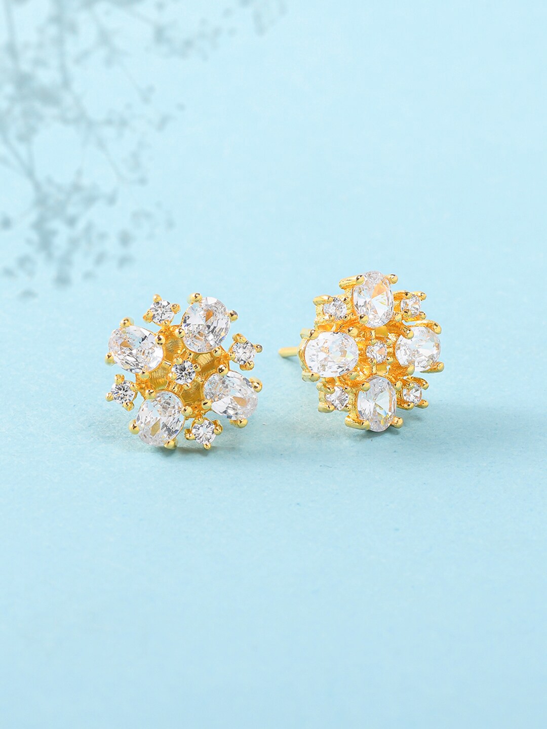

Voylla Women Gold Plated White Contemporary Studs Earrings