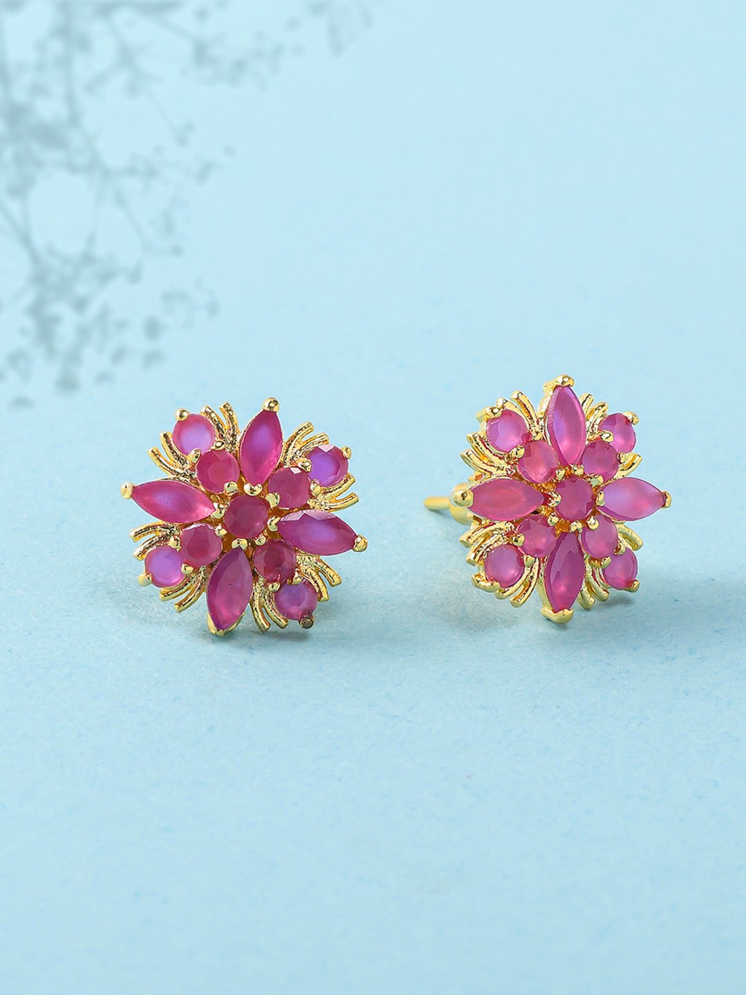 

Voylla Women Gold Plated Pink Contemporary Studs Earrings