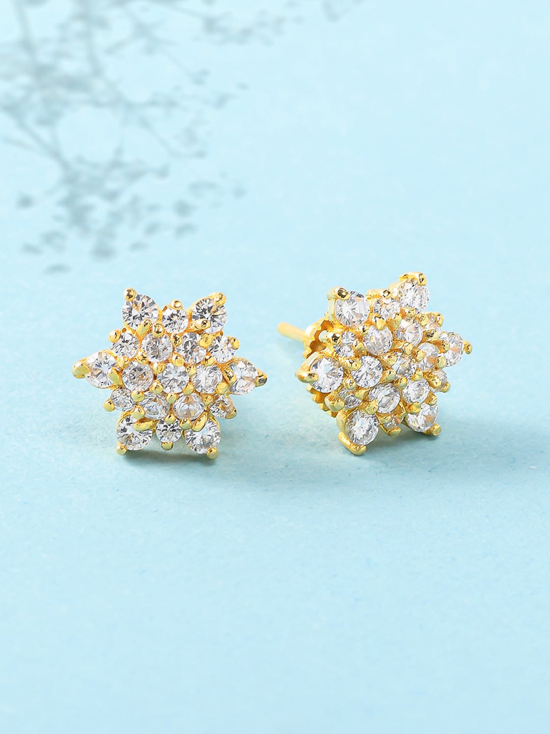 

Voylla Women Gold Plated White Contemporary Studs Earrings