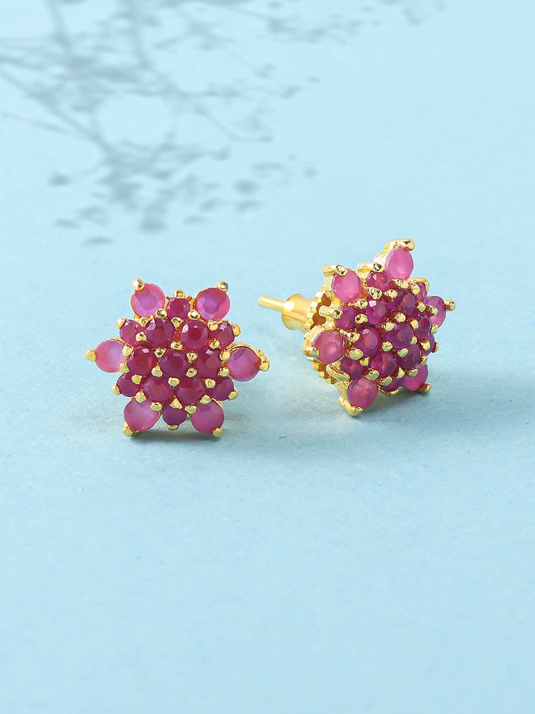 

Voylla Women Gold Plated Purple Contemporary Studs Earrings