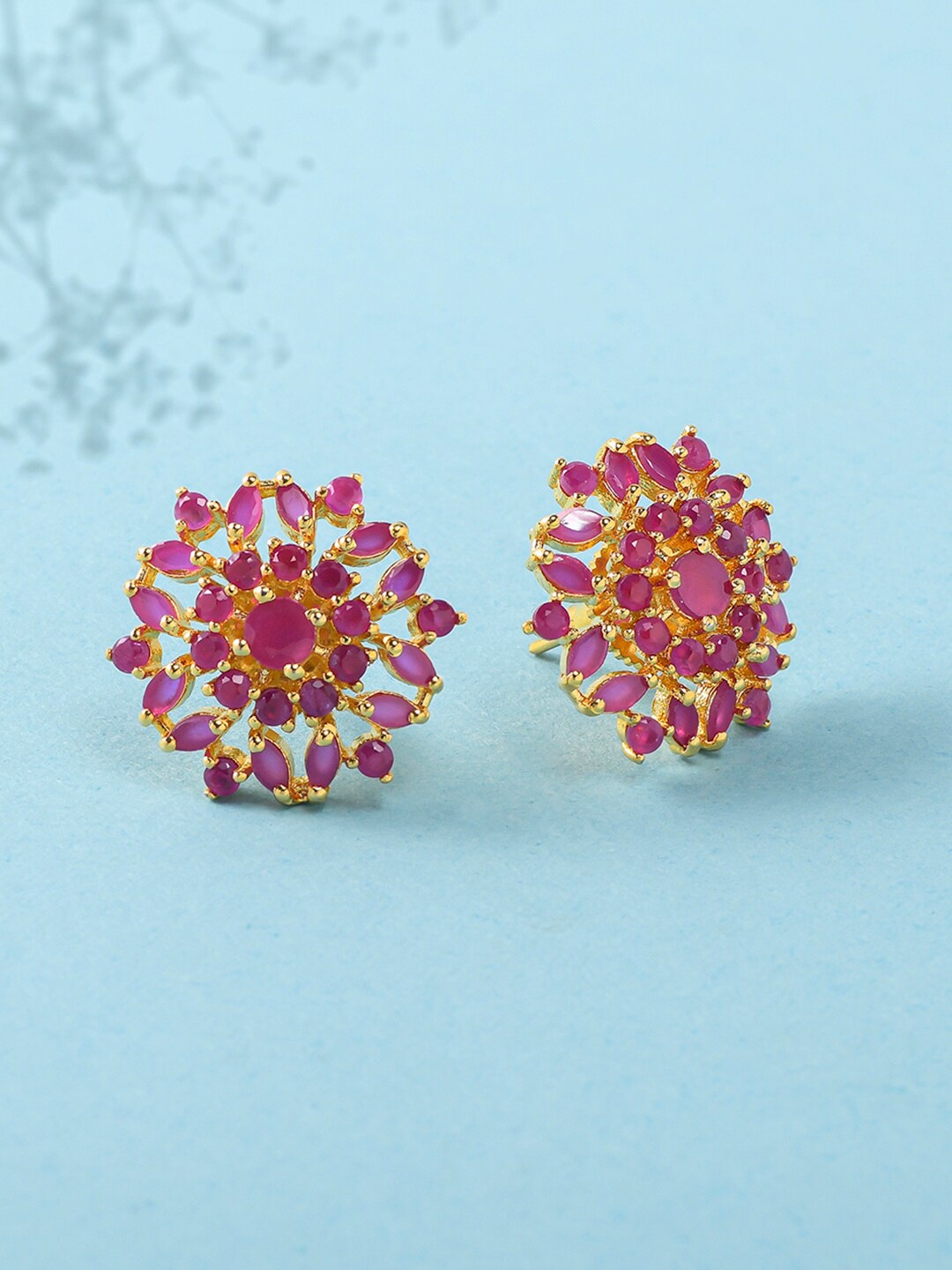 

Voylla Women Gold Plated Purple Contemporary Studs Earrings