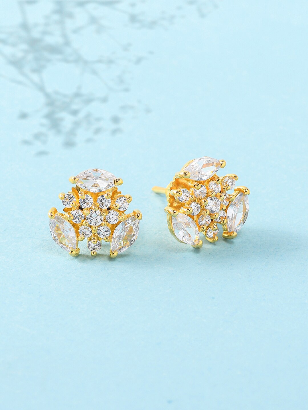 

Voylla Gold-Toned & White Gold Plated Contemporary Studs Earrings