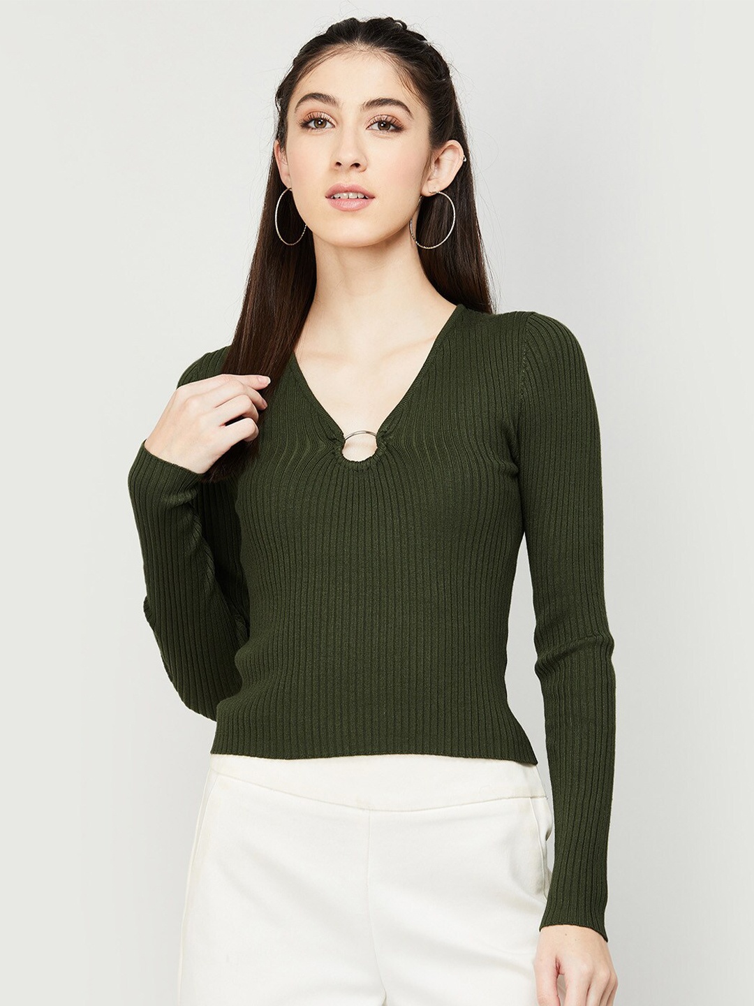 

Ginger by Lifestyle V-Neck Pullover Sweatshirt, Olive