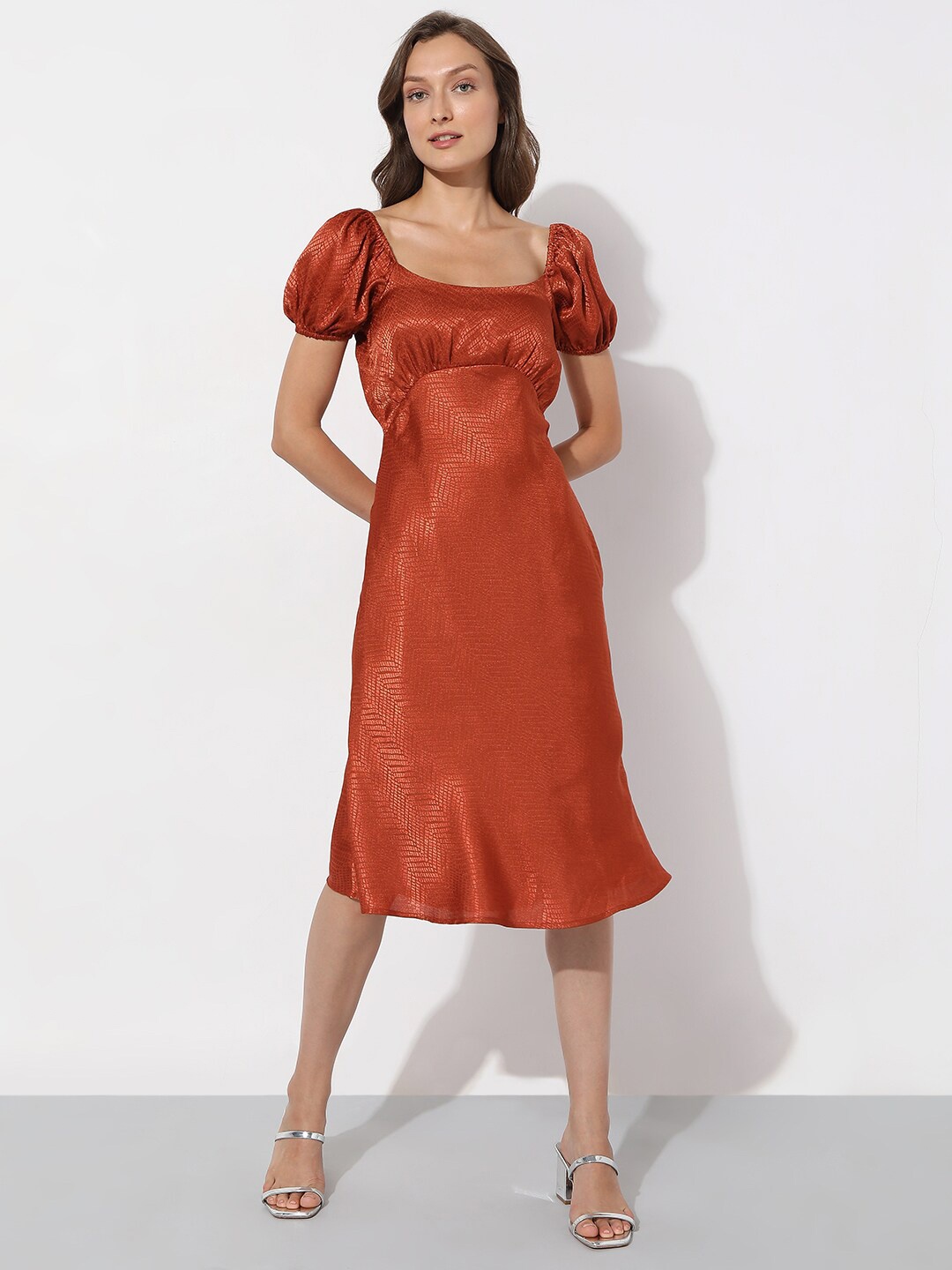 

Vero Moda Orange A-Line Polyester Dress
