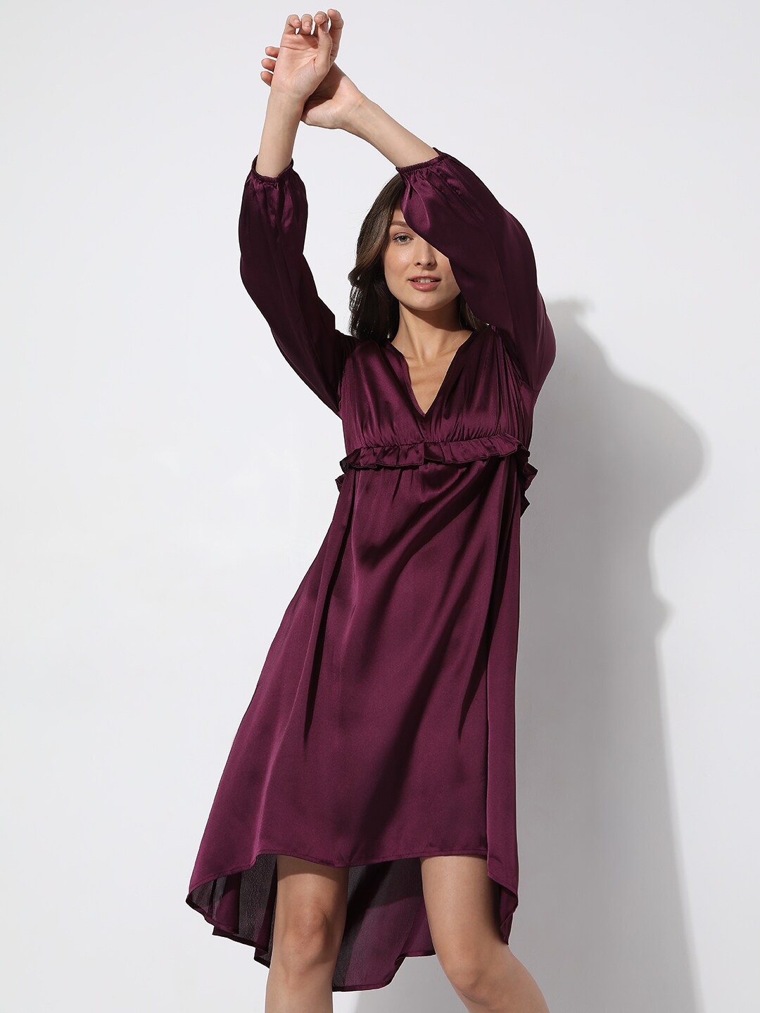 

Vero Moda Purple A-Line Satin Dress