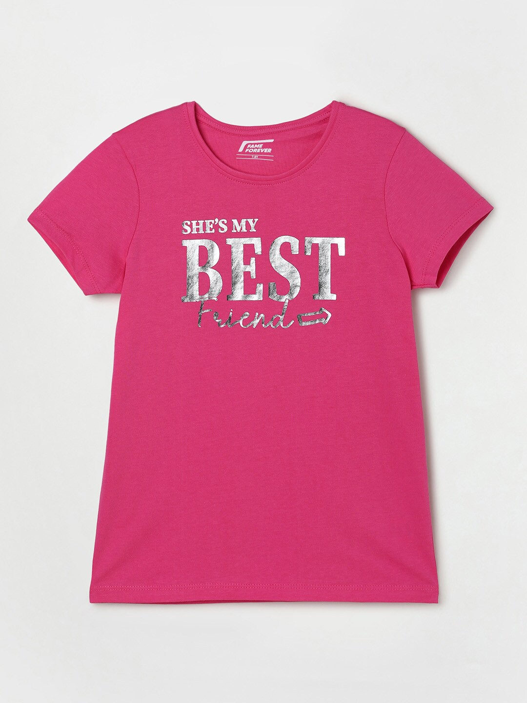 

Fame Forever by Lifestyle Girls Pink Cotton Typography Printed T-shirt