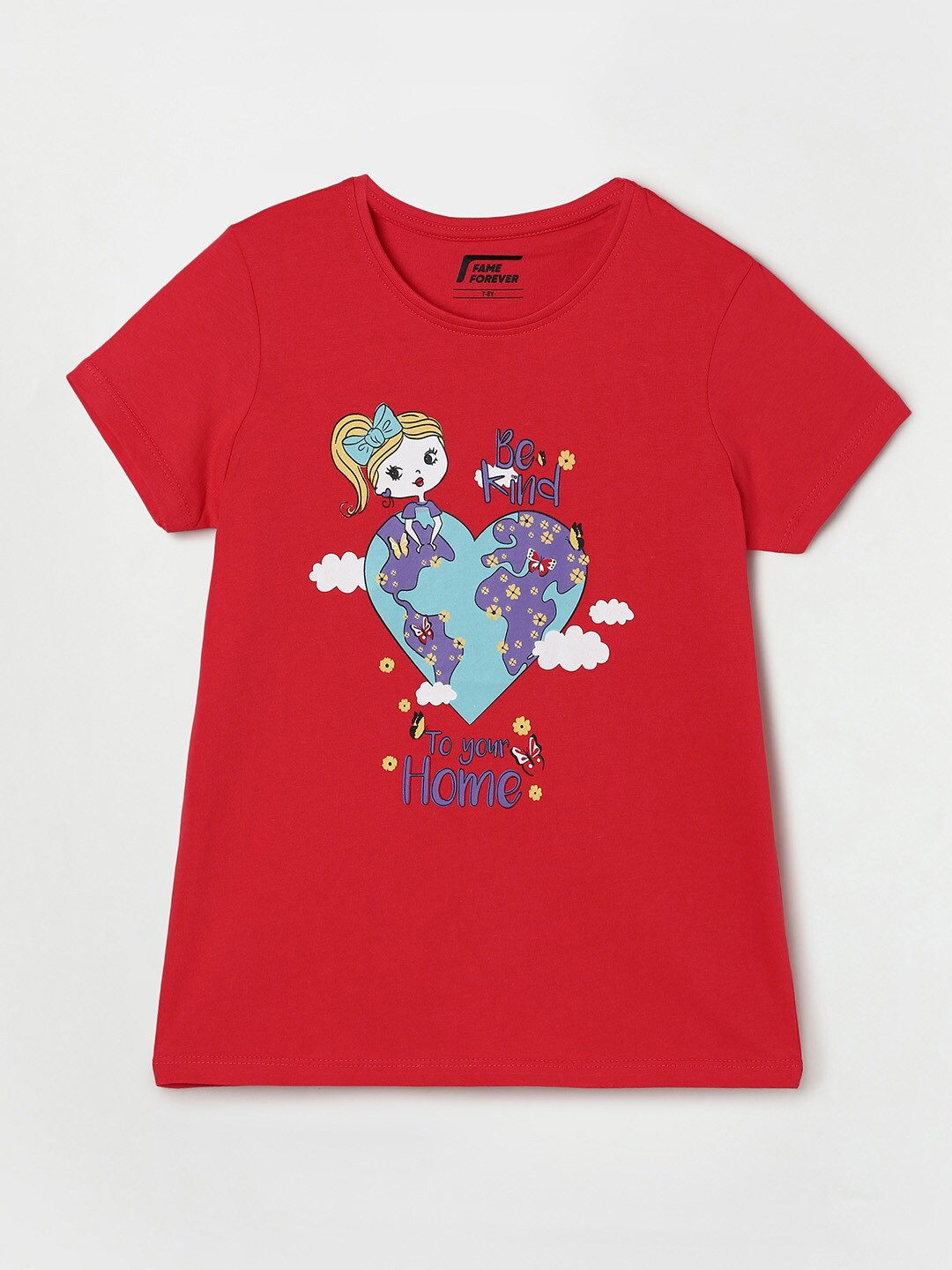 

Fame Forever by Lifestyle Girls Coral Cotton Printed T-shirt, Red