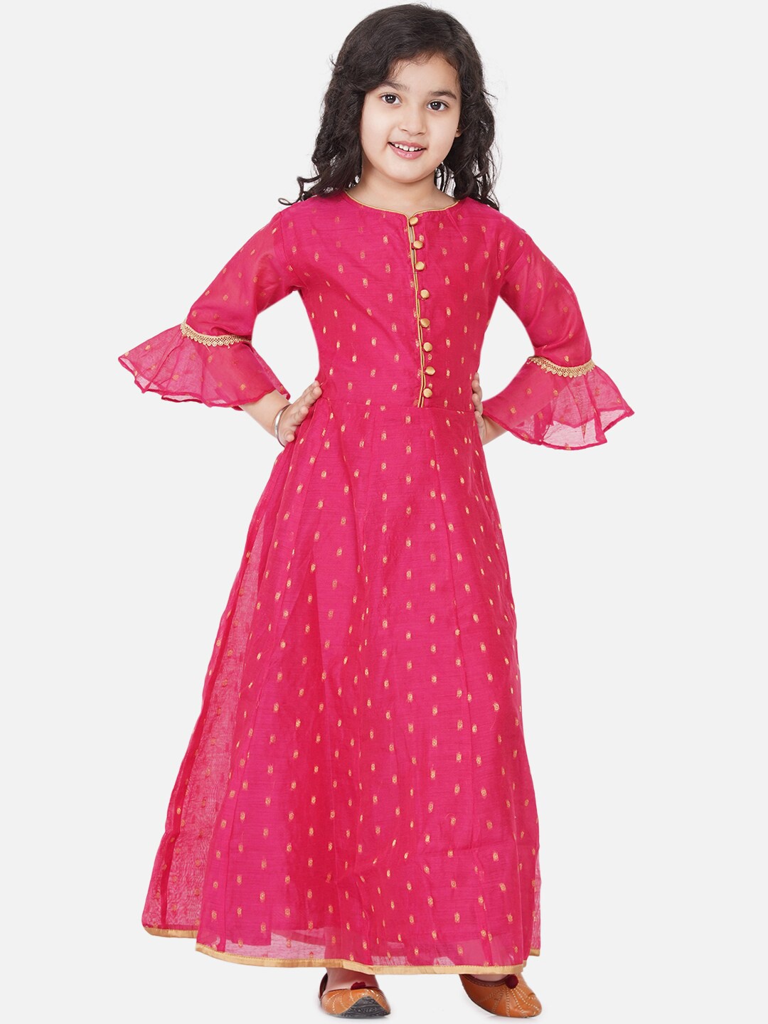 

Bitiya by Bhama Pink Girls Ethnic Maxi Maxi Dress