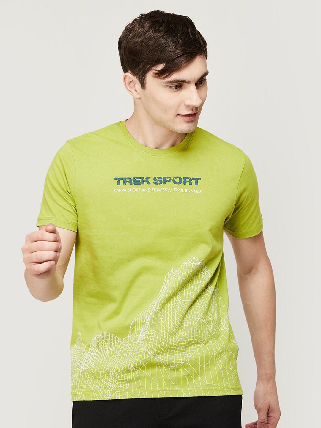 

Kappa Men Green Cotton Typography Printed Pure Cotton T-shirt