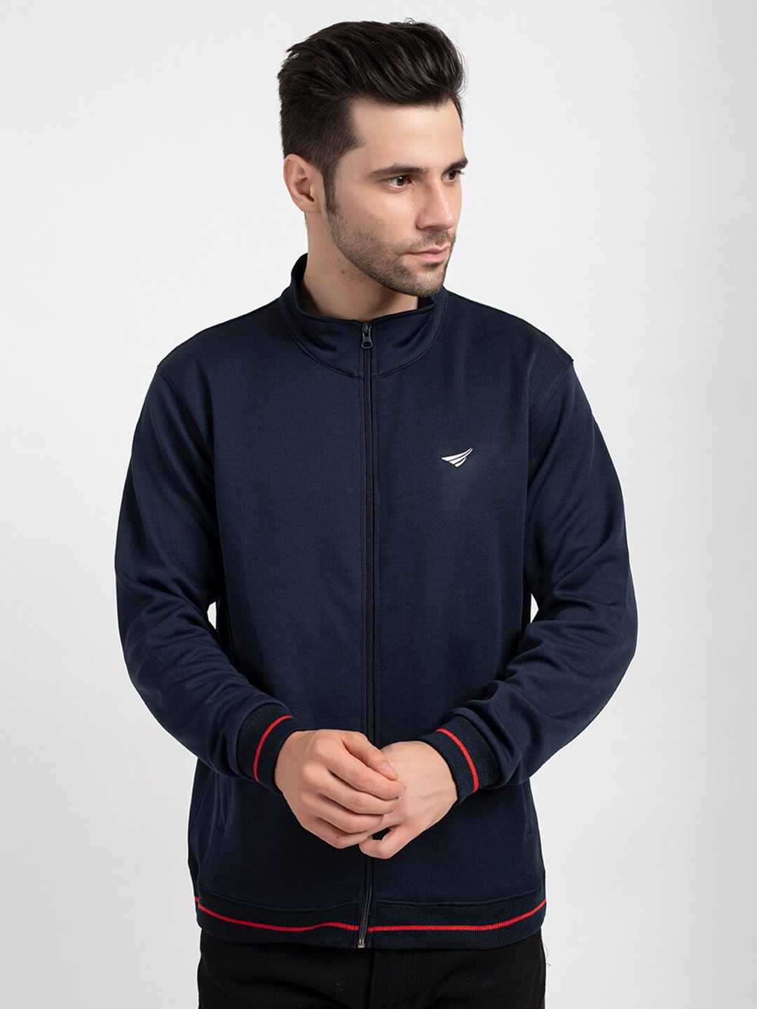 

Oakmans Men Navy Blue Fleece Sweatshirt