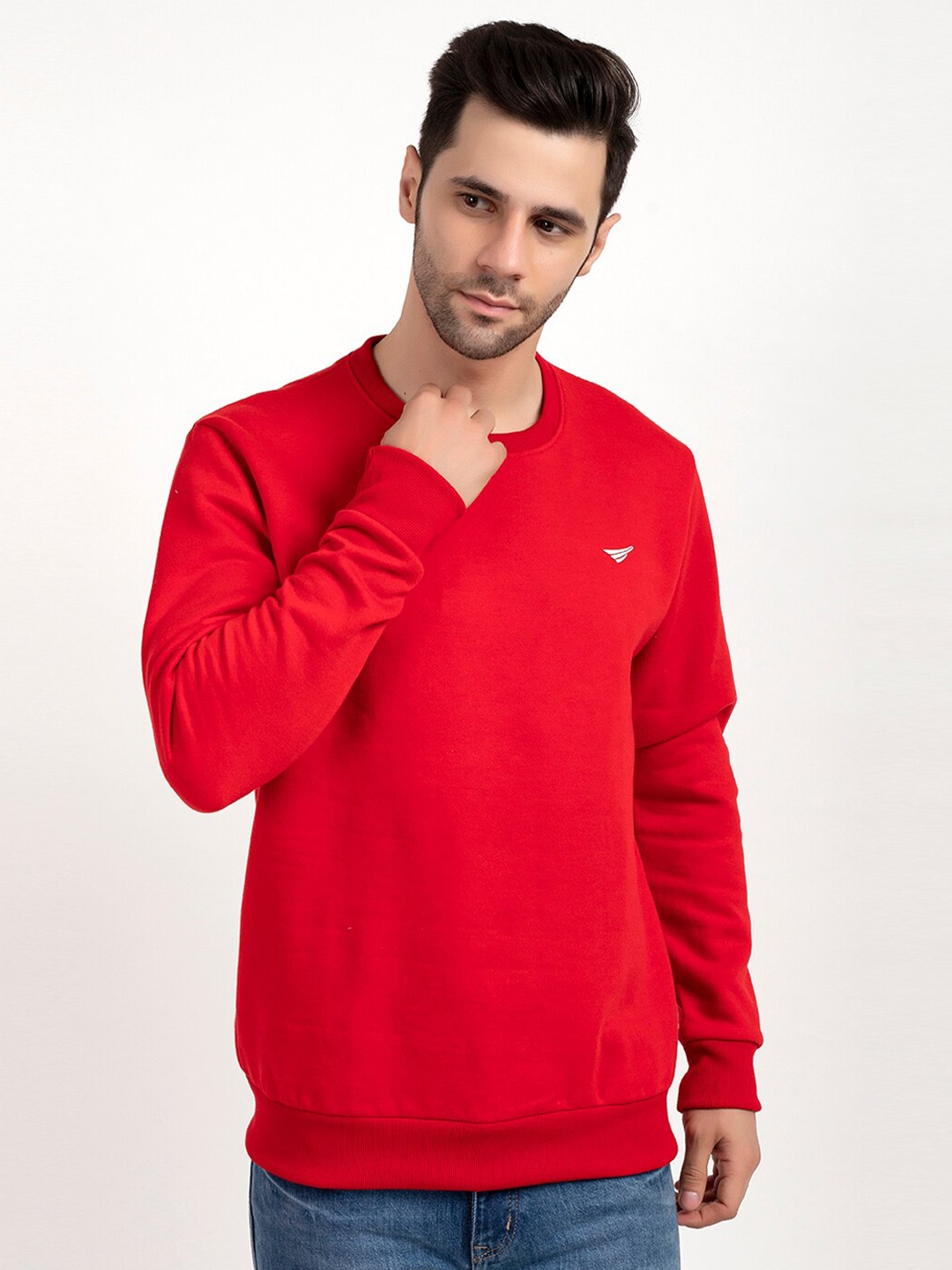 

Oakmans Men Maroon Round Neck Fleece Sweatshirt