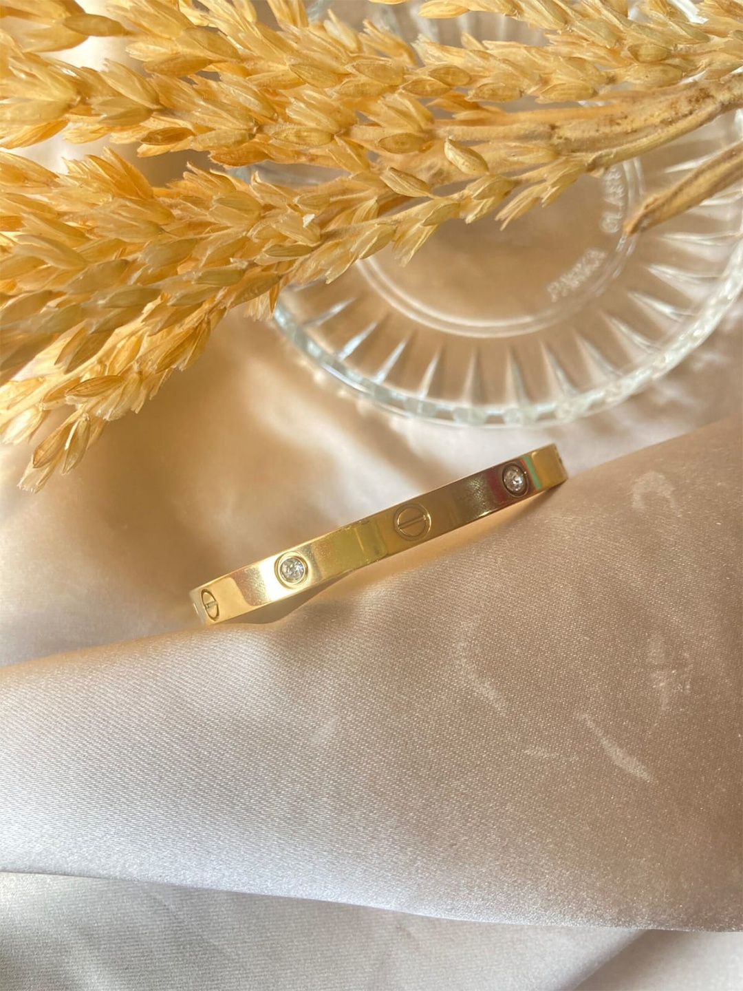 

Inaya Women Rose Gold & White Cubic Zirconia Gold-Plated Kada Bracelet