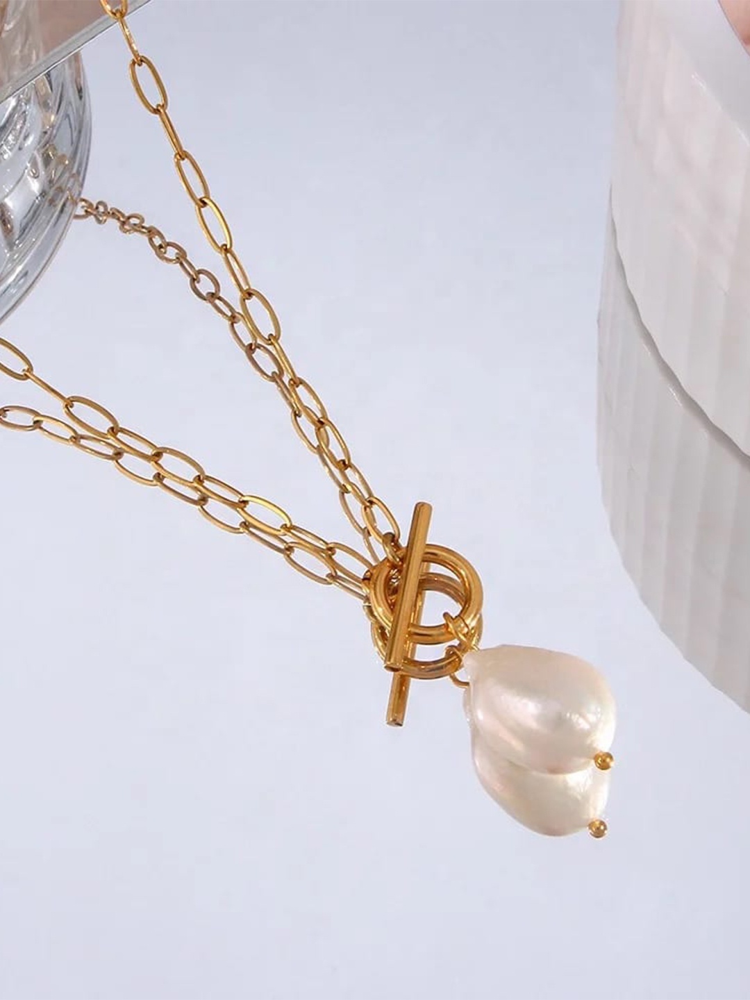 

Inaya Gold-Toned & White 18 KT Gold-Plated Necklace