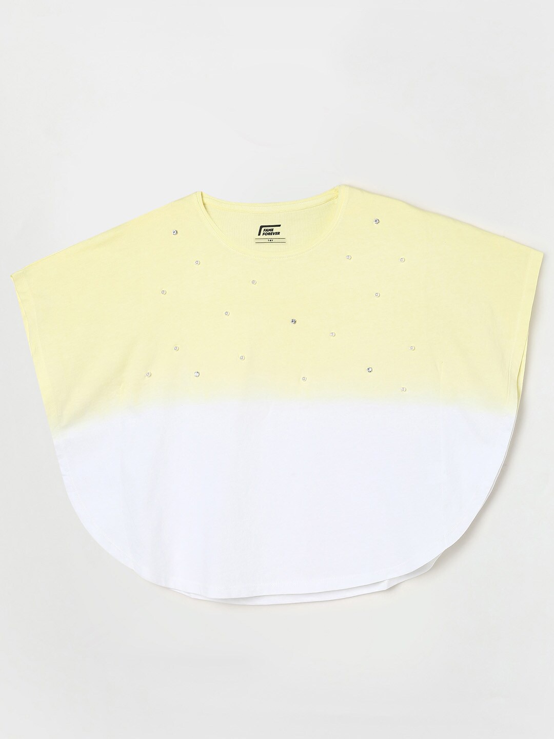 

Fame Forever by Lifestyle Girls Yellow Embellished Cape Pure Cotton Top