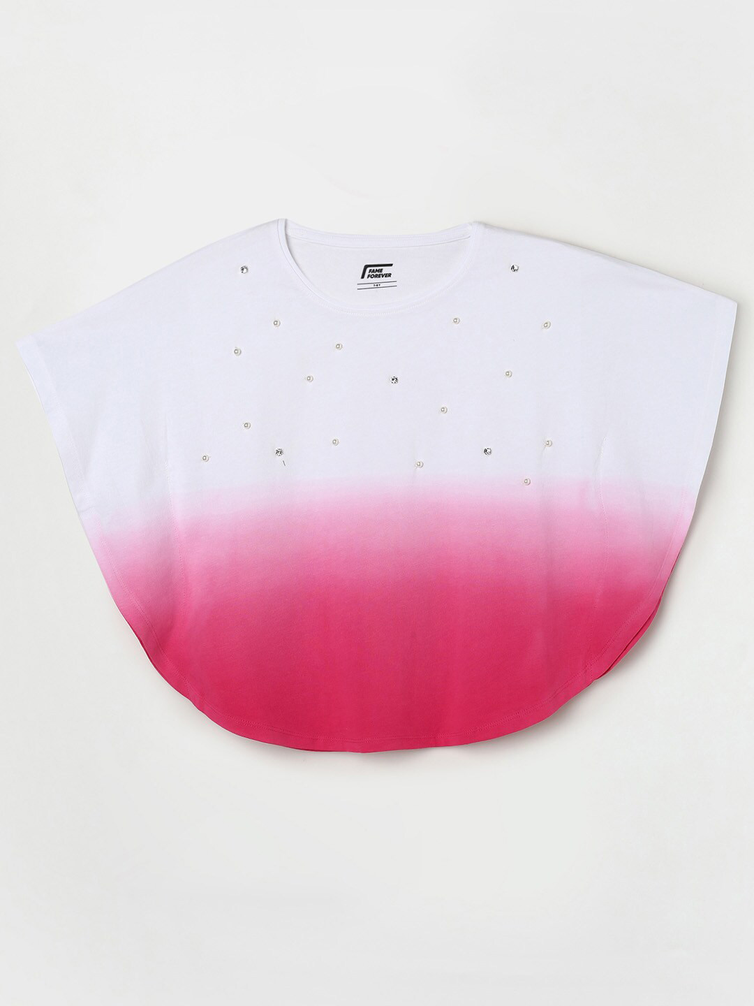 

Fame Forever by Lifestyle Girls Fuchsia Embellished Cape Pure Cotton Top
