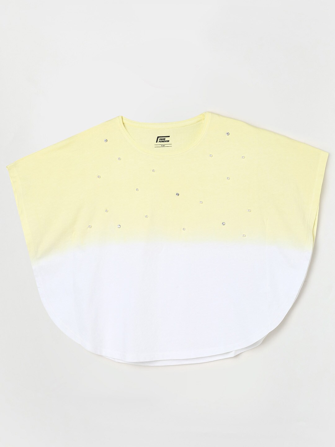 

Fame Forever by Lifestyle Girls Yellow Embellished Cape Pure Cotton Top