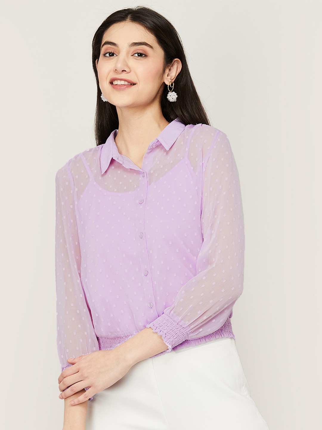 

CODE by Lifestyle Lavender Shirt Style Top