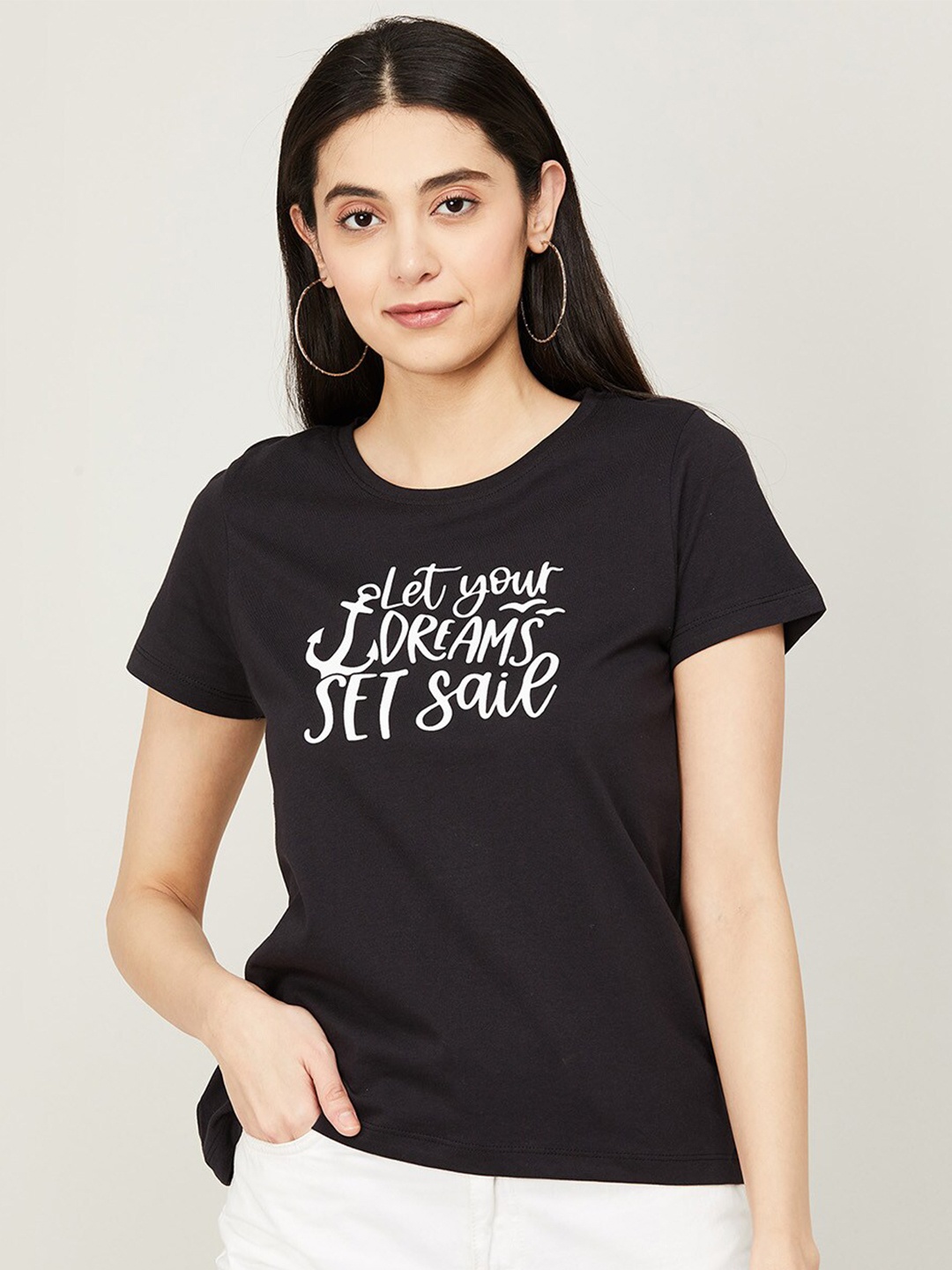 

Fame Forever by Lifestyle Black Printed Pure Cotton Top
