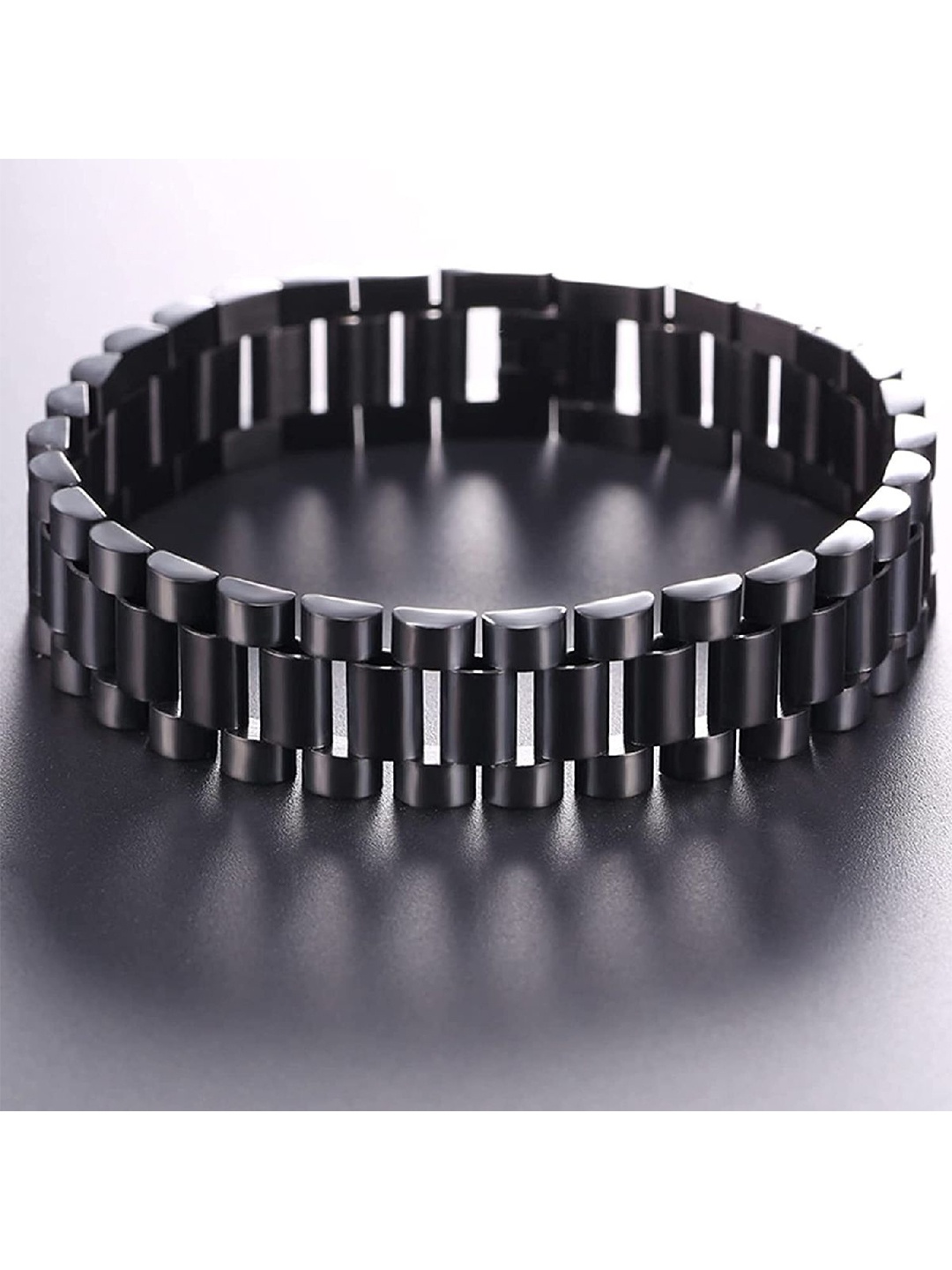 

ZIVOM Men Black Rhodium-Plated Link Bracelet