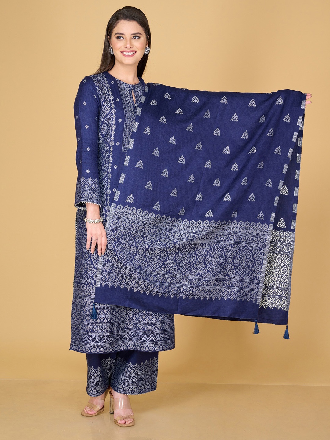 

Safaa Blue Viscose Rayon Unstitched Dress Material