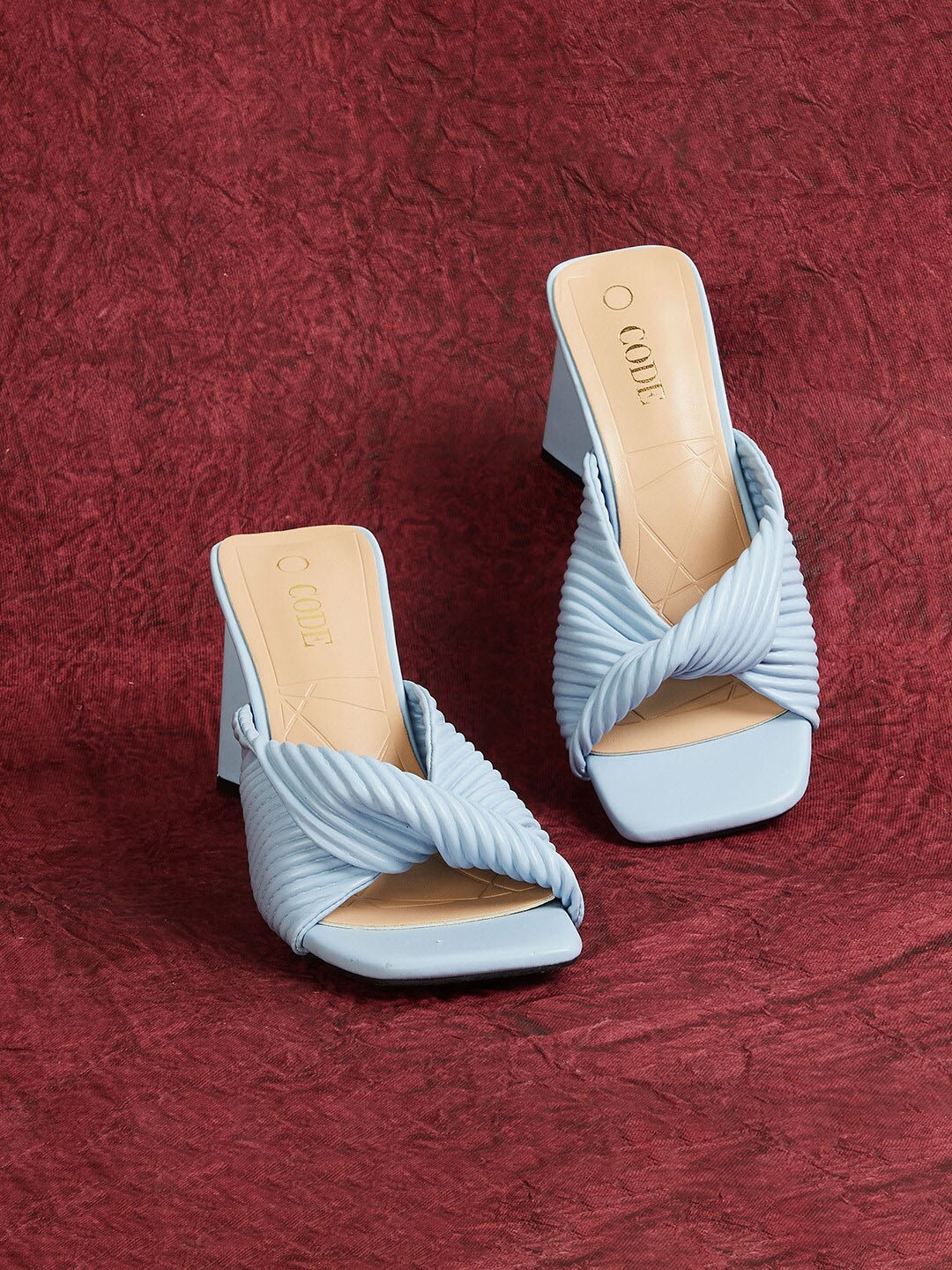 

CODE by Lifestyle Blue Striped Block Heels