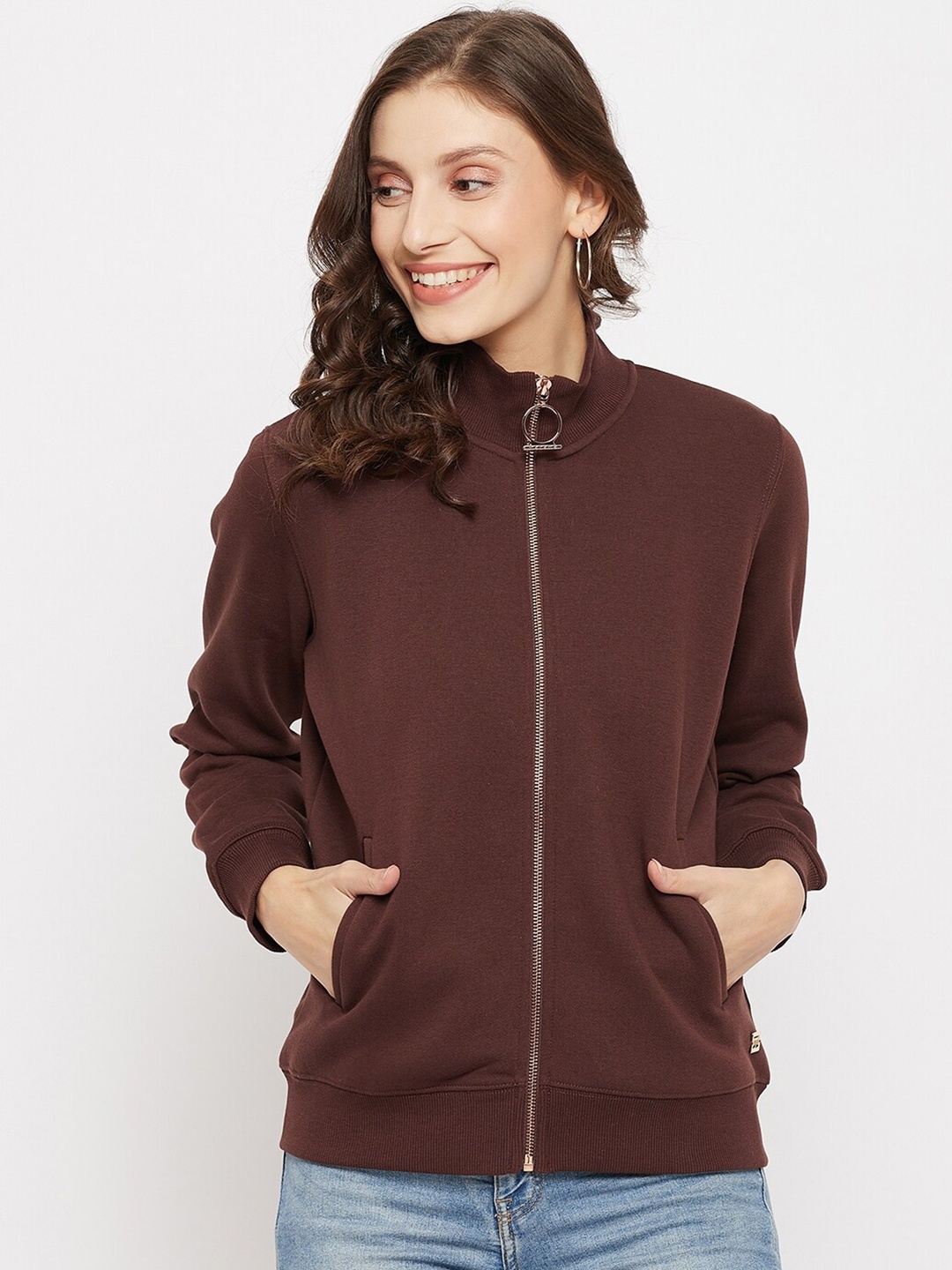 

Madame Women Plus Size Coffee Brown Cotton Sweatshirt