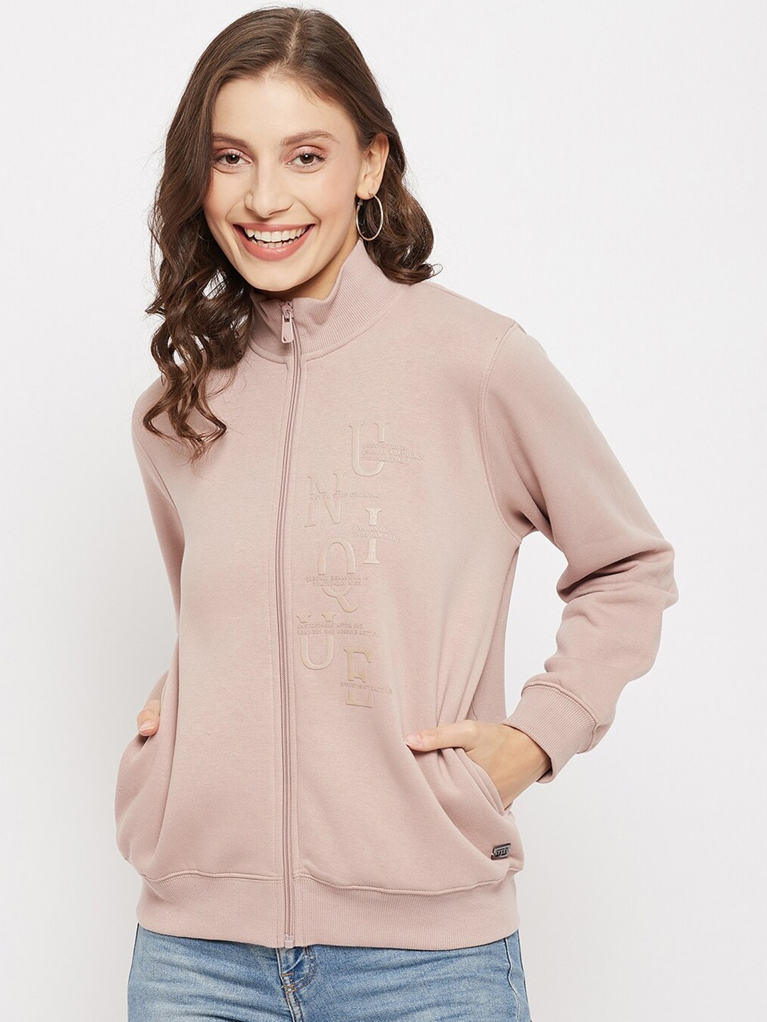 

Madame Women Plus Size Peach-Coloured Cotton Sweatshirt
