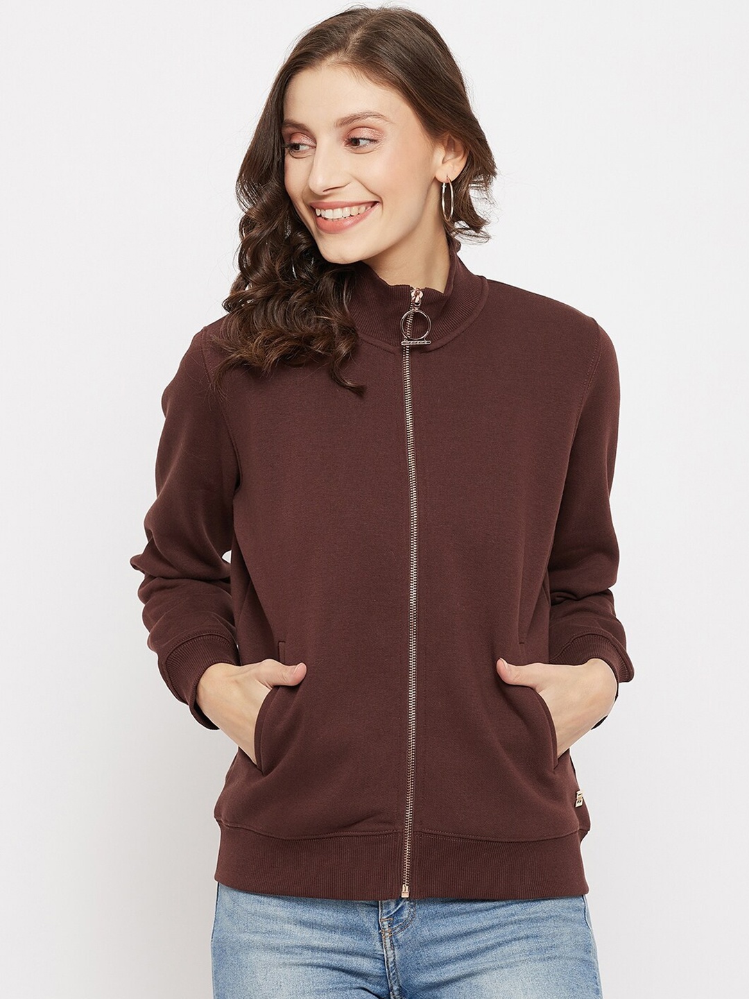 

Madame Women Coffee Brown Cotton Sweatshirt