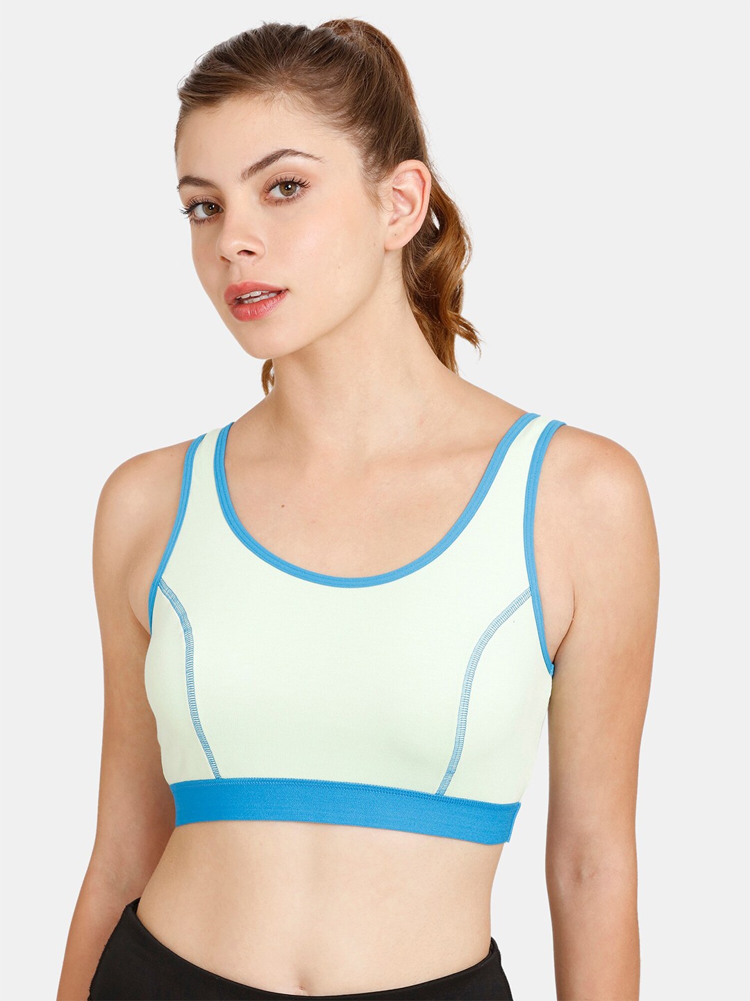 

Rosaline by Zivame Green & Blue Non Padded & Non Wired Workout Bra