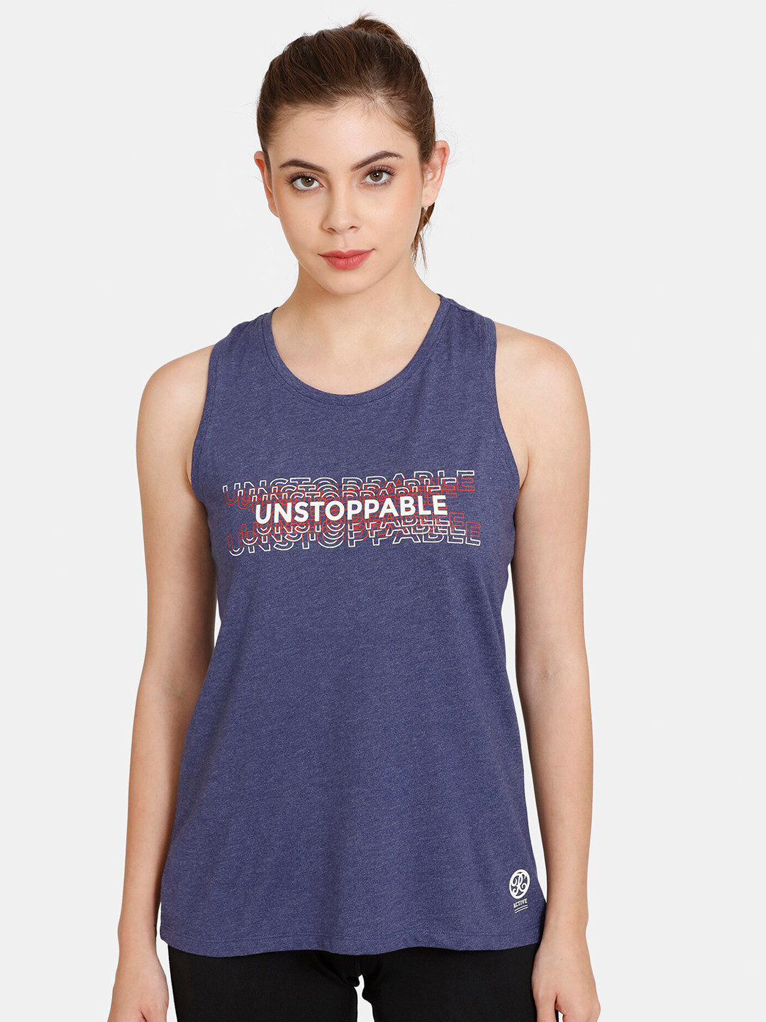 

Rosaline by Zivame Blue Printed Tank Top