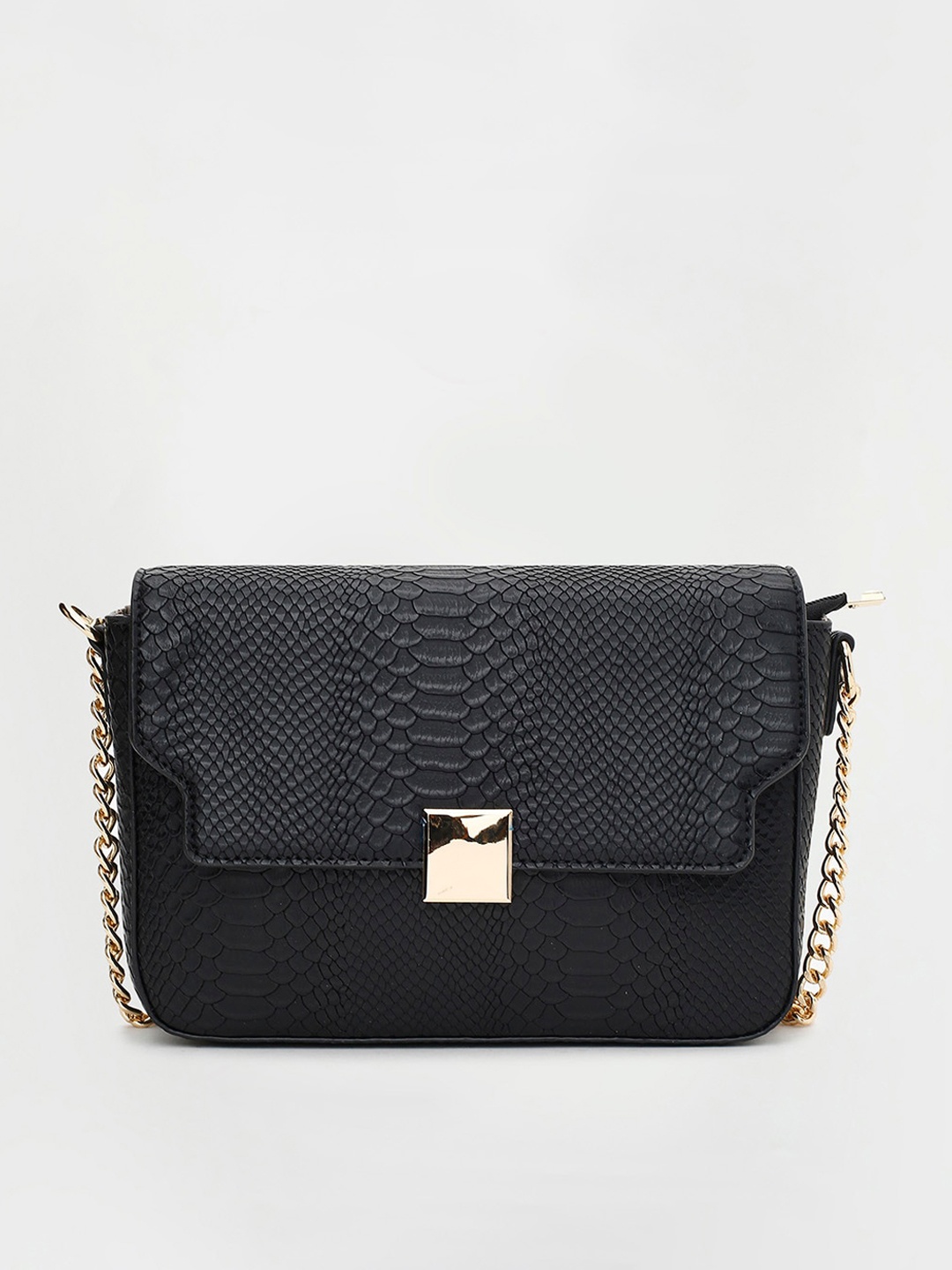 

CODE by Lifestyle Black Textured Half Moon Sling Bag