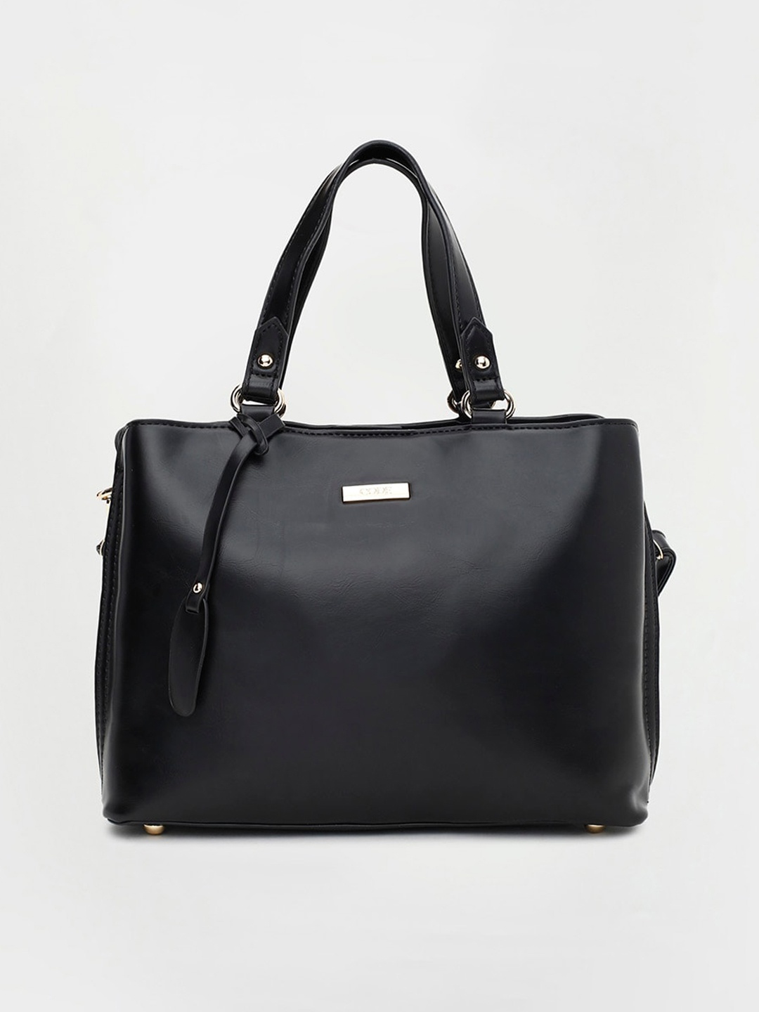 

CODE by Lifestyle Black Oversized Structured Handheld Bag with Tasselled