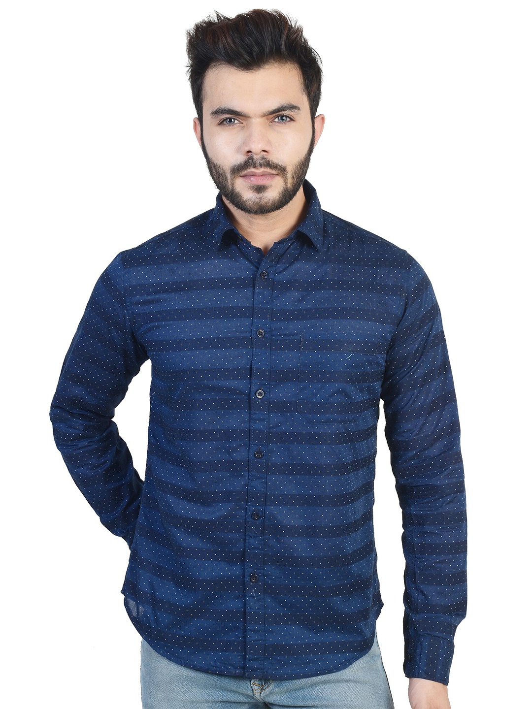 

VALEN CLUB Men Blue Slim Fit Pure Cotton Casual Shirt