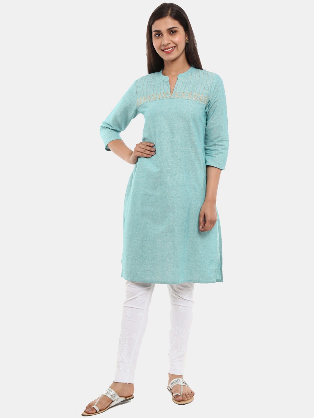 

V-Mart Women Green Cotton Kurta