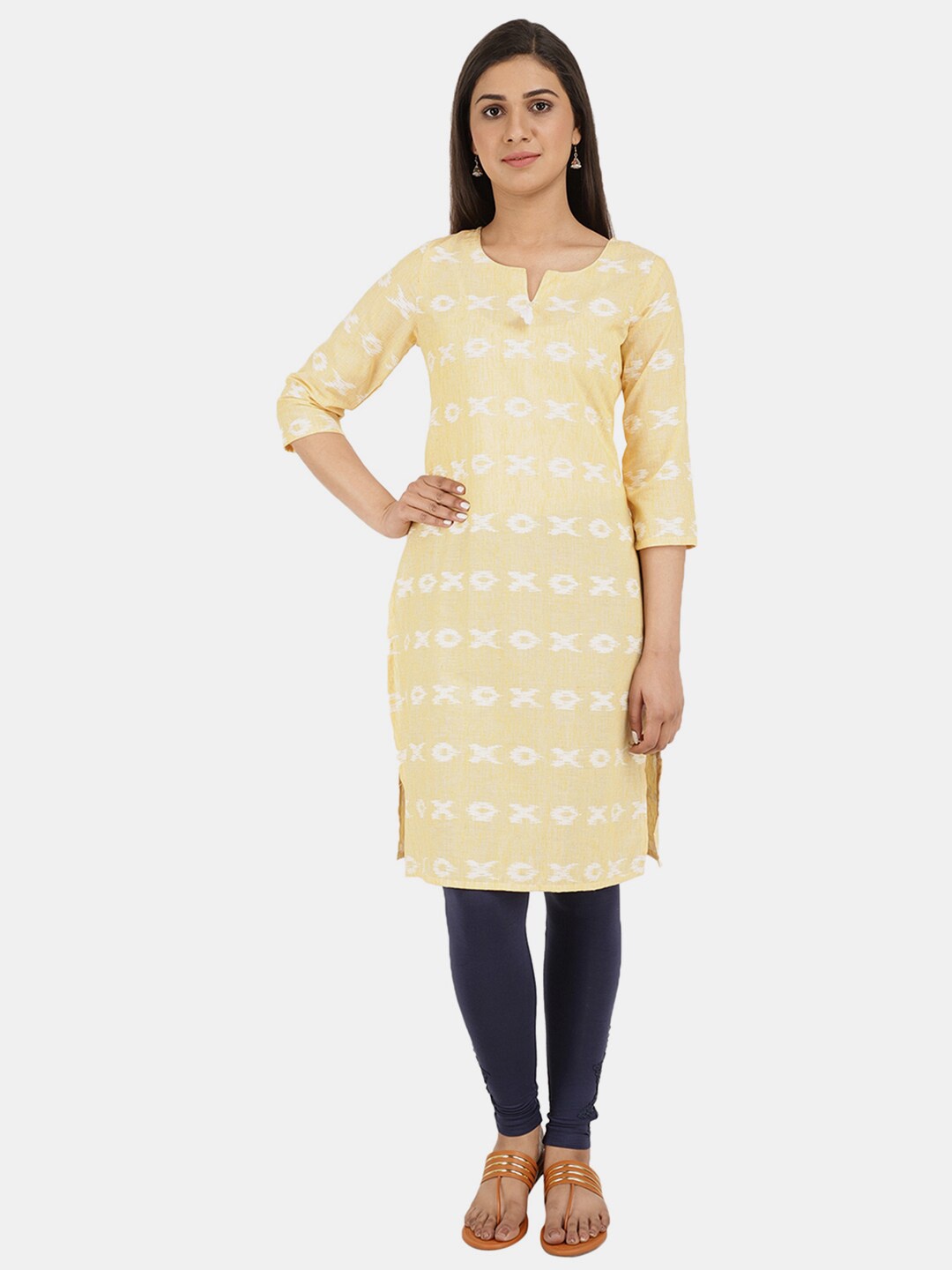 

V-Mart Woven Design A-Line Regular Cotton Kurta, Off white