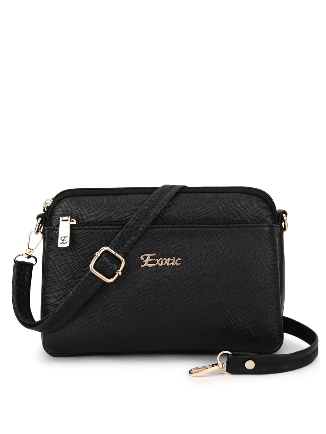 

Exotic Black Structured Sling Bag