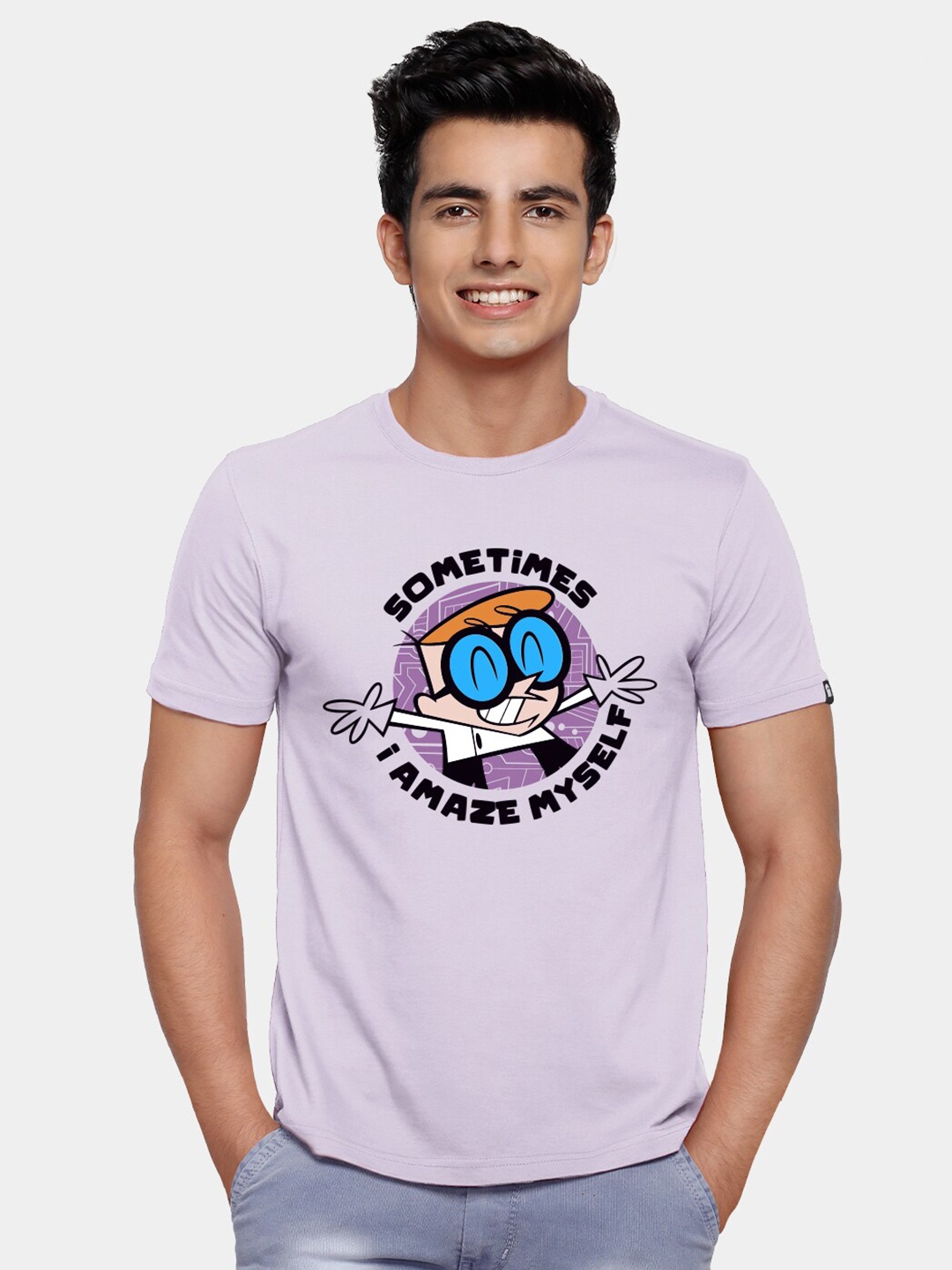 

The Souled Store Men Lavender Cotton Typography Printed T-shirt
