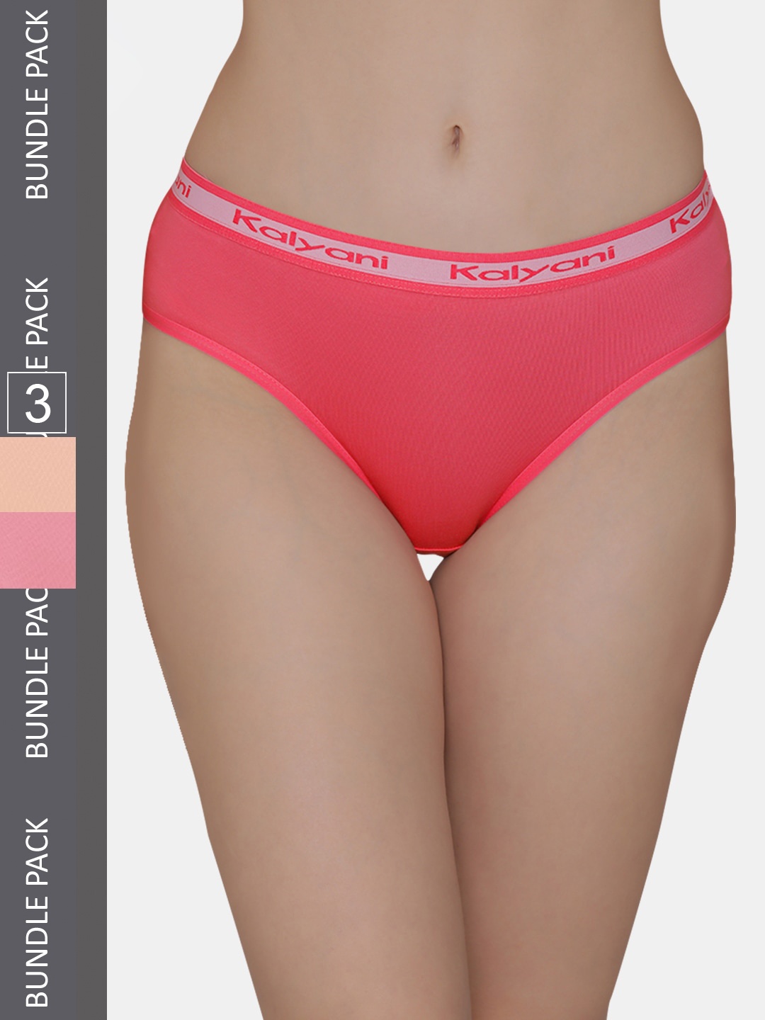 

Kalyani Women Pack Of 3 Solid Hipster Briefs, Coral