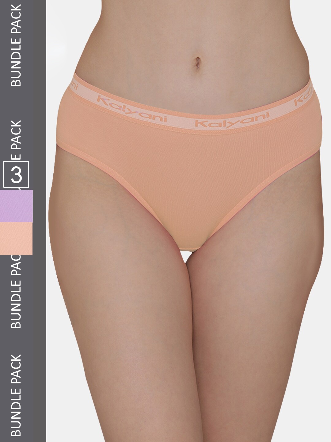 

Kalyani Women Pack of 3 Assorted Mid-Rise Hipsters Briefs, Peach