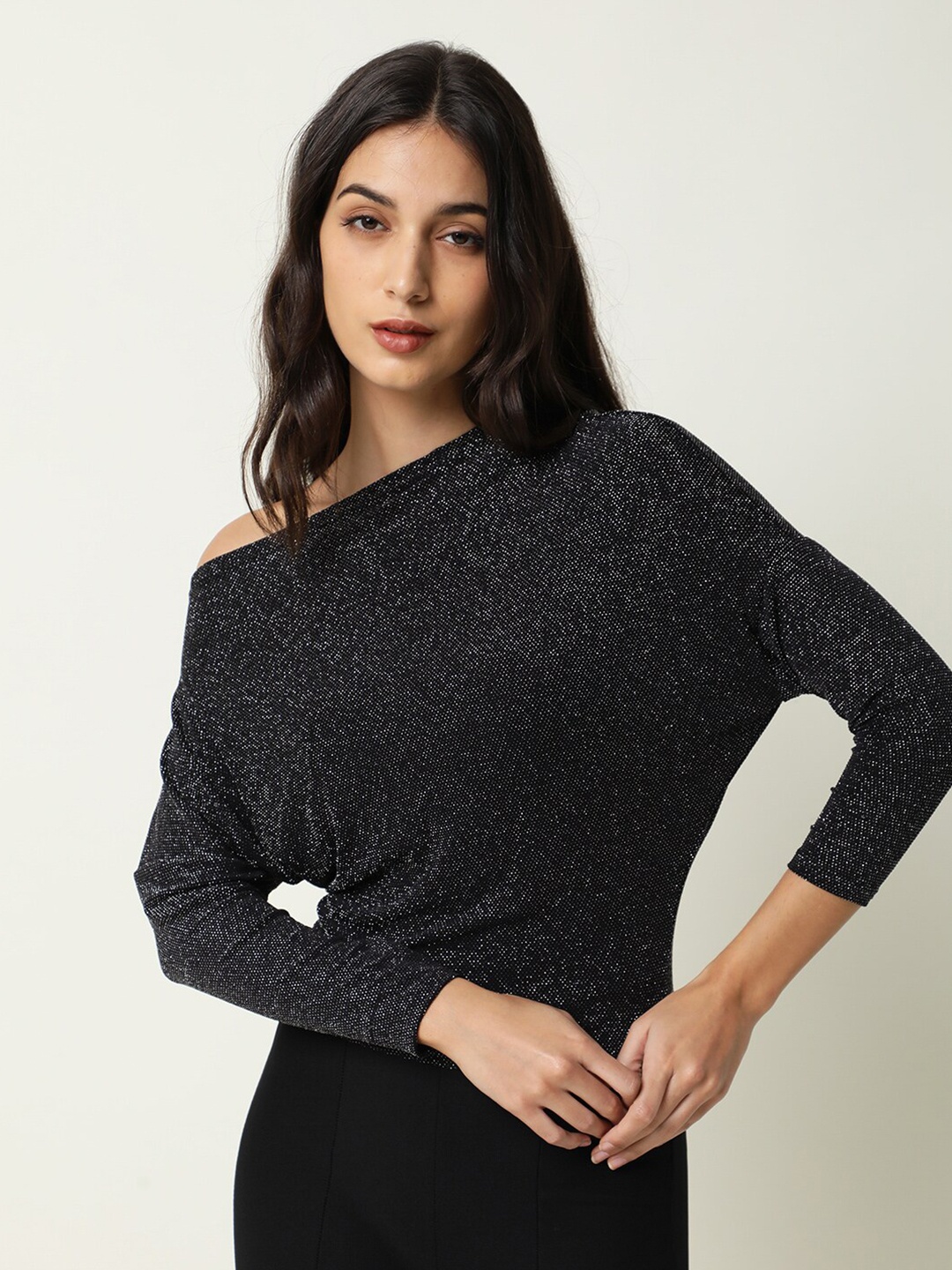

RAREISM Black Off-Shoulder Bardot Top