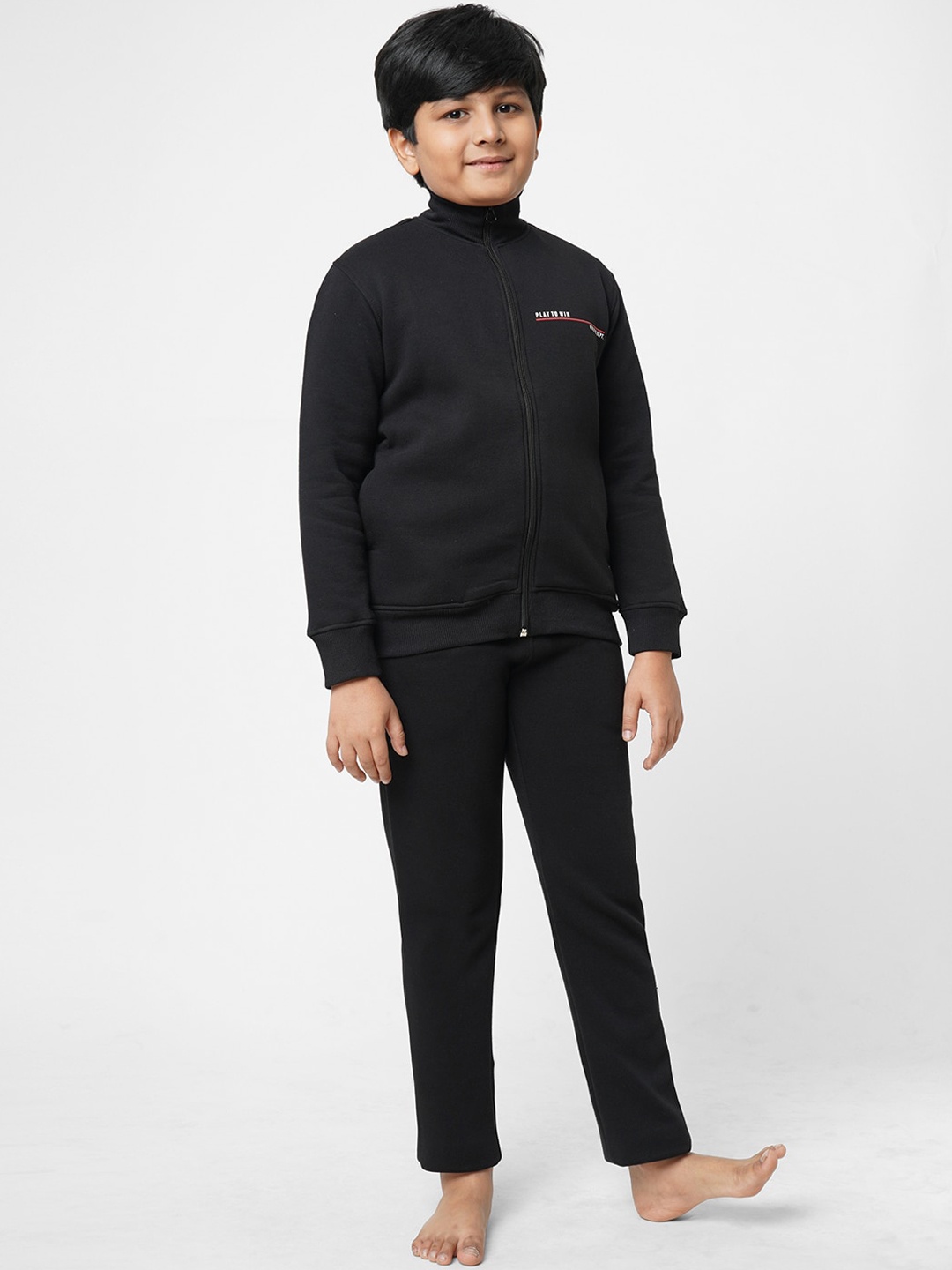 

Sweet Dreams Boys Black Mock Collar Night suit