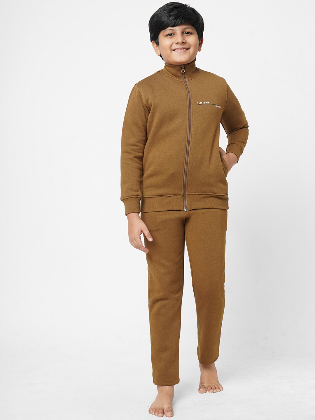 

Sweet Dreams Boys Brown Typography Print Tracksuits