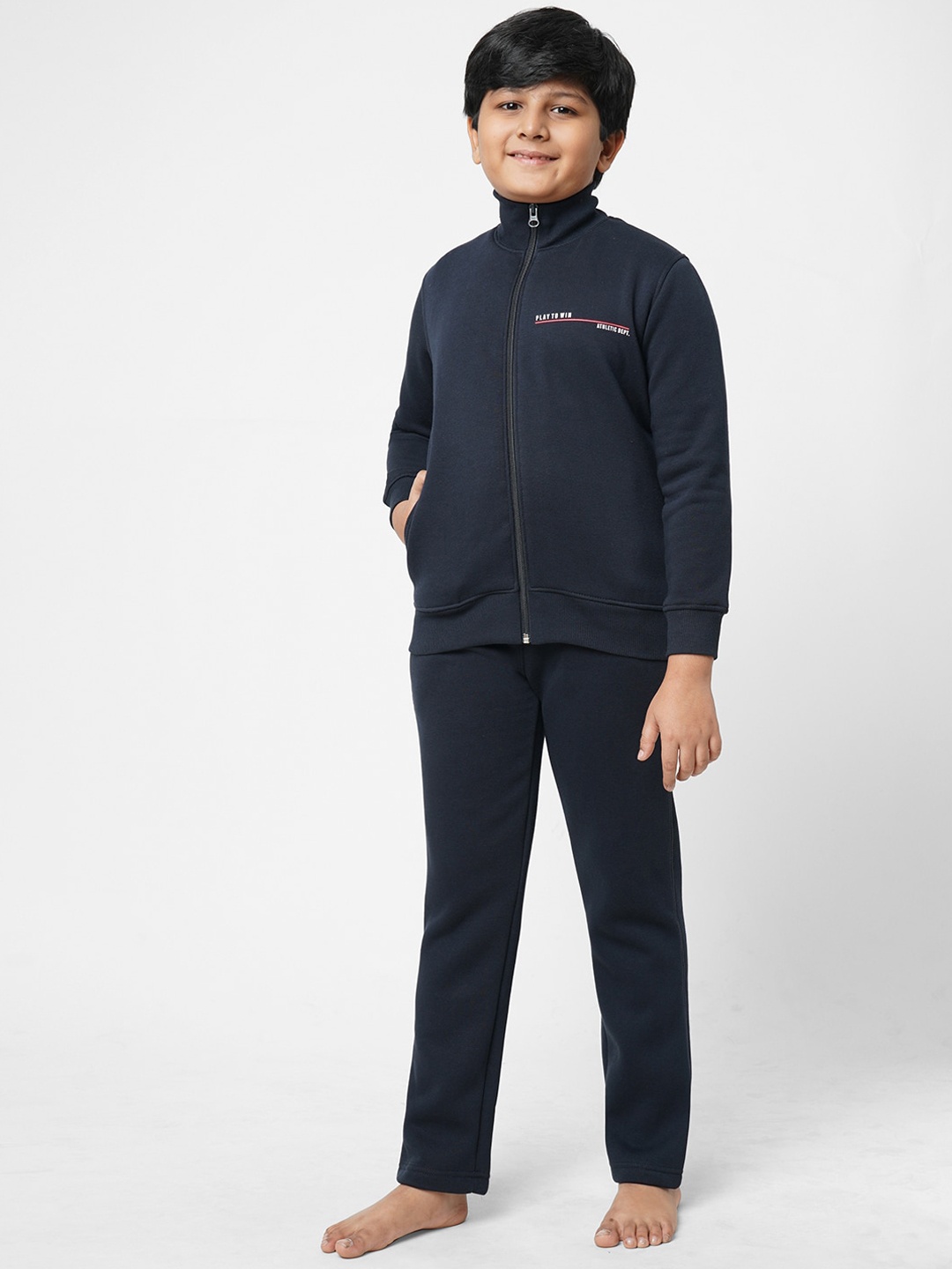 

Sweet Dreams Boys Navy Blue Mock Collar Night suit